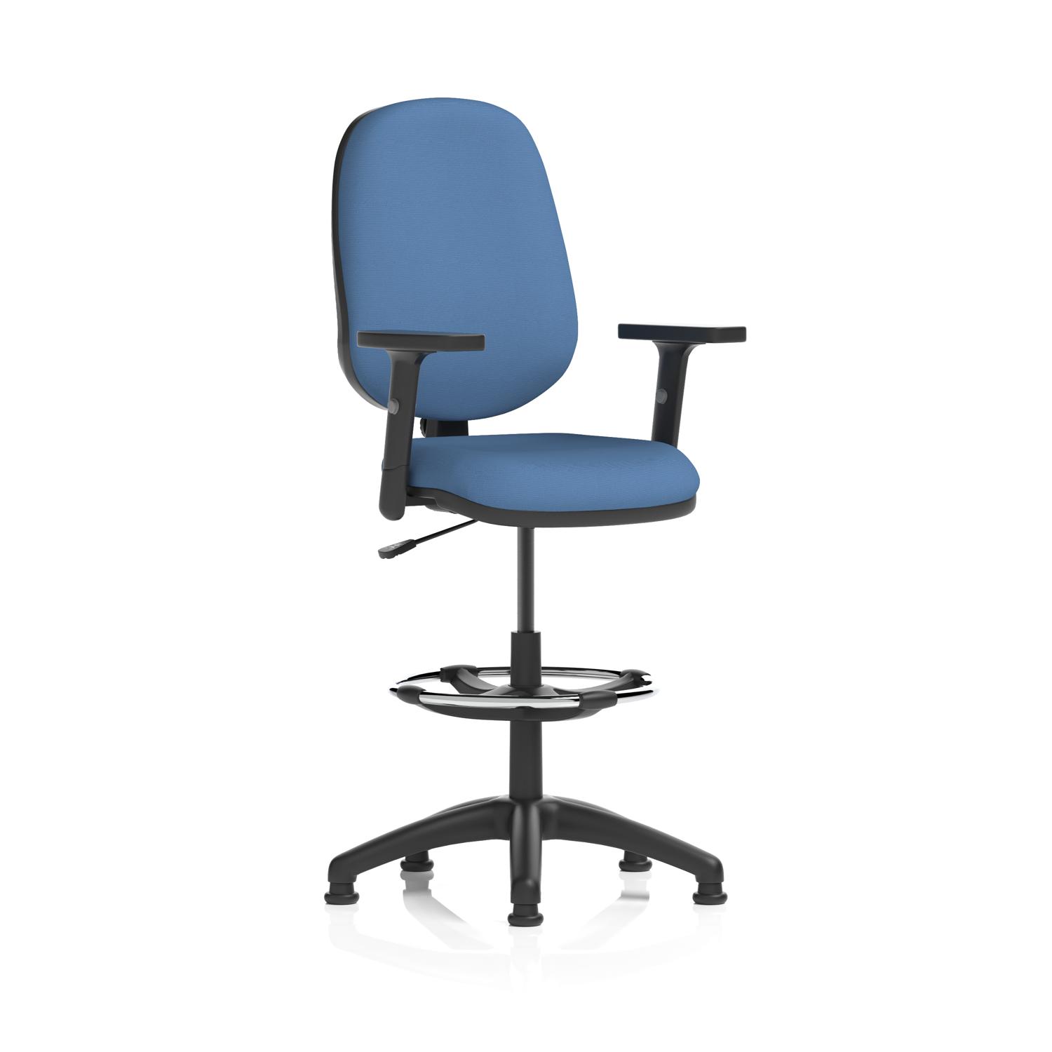 Eclipse Plus I Lever Task Operator Chair With High Rise Draughtsman Kit With Height Adjustable Arms Bespoke Colour Back And Seat Quest Limpet