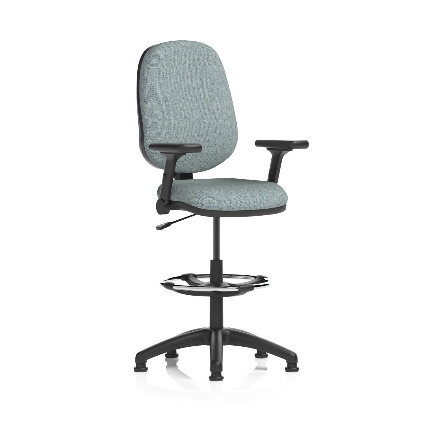 Eclipse Plus I Lever Task Operator Chair High Rise Draughtsman Kit With Height Adjustable And Folding Arms Bespoke Colour Back And Seat Rivet Tensile
