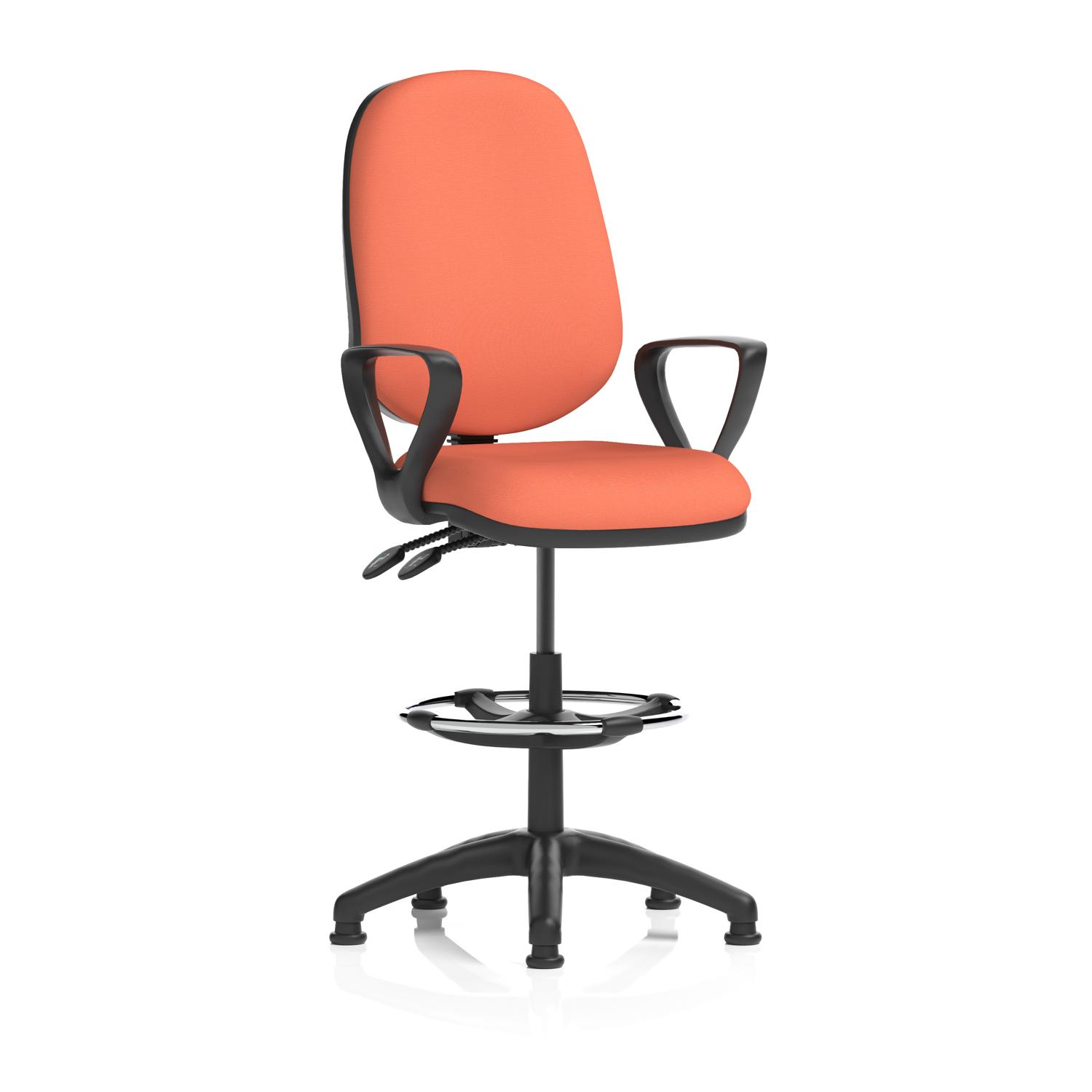 Eclipse Plus II Lever Task Operator Chair With High Rise Draughtsman Kit With Loop Arms Bespoke Colour Back And Seat Quest Crab
