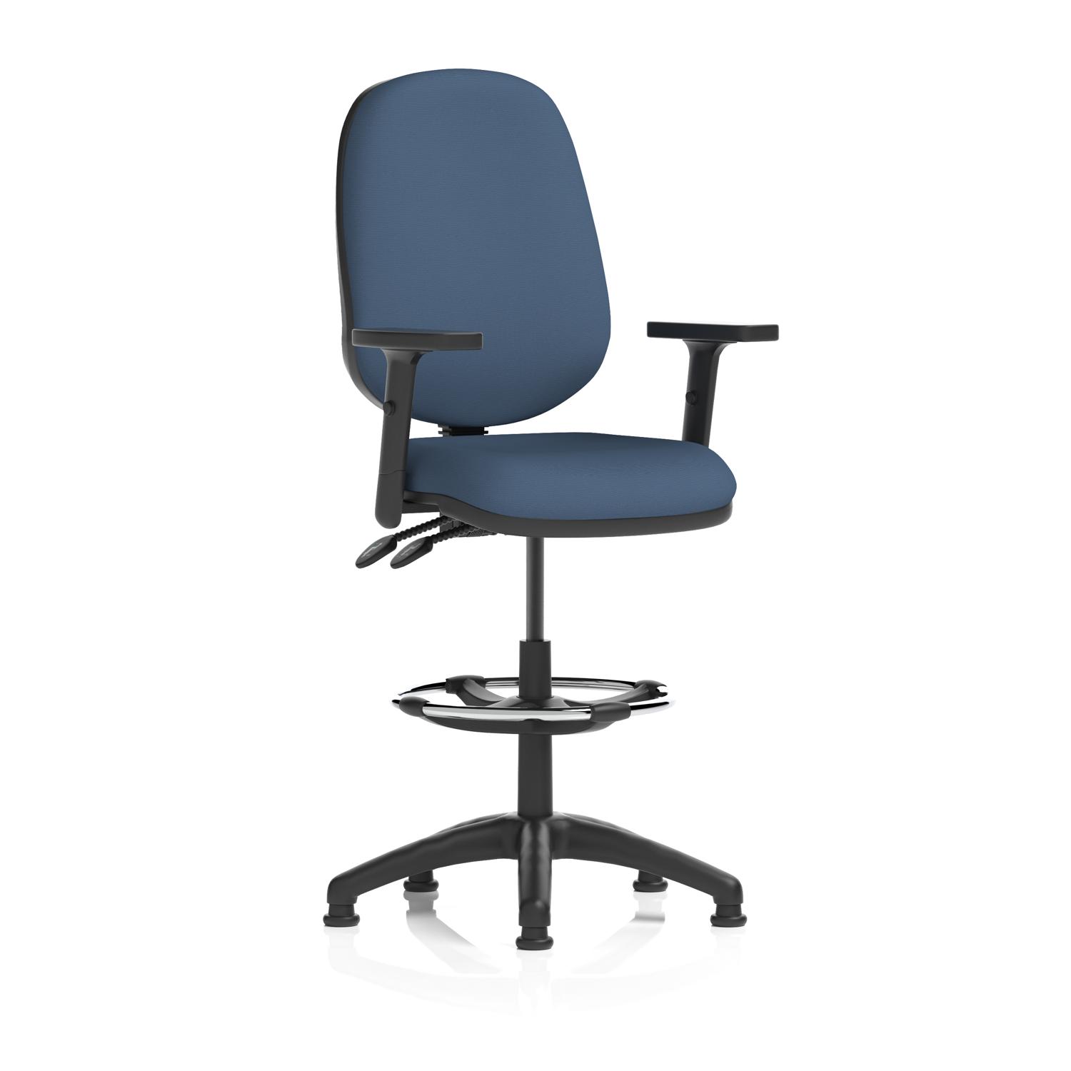 Eclipse Plus II Lever Task Operator Chair With High Rise Draughtsman Kit With Height Adjustable Arms Bespoke Colour Back And Seat Quest Whelk