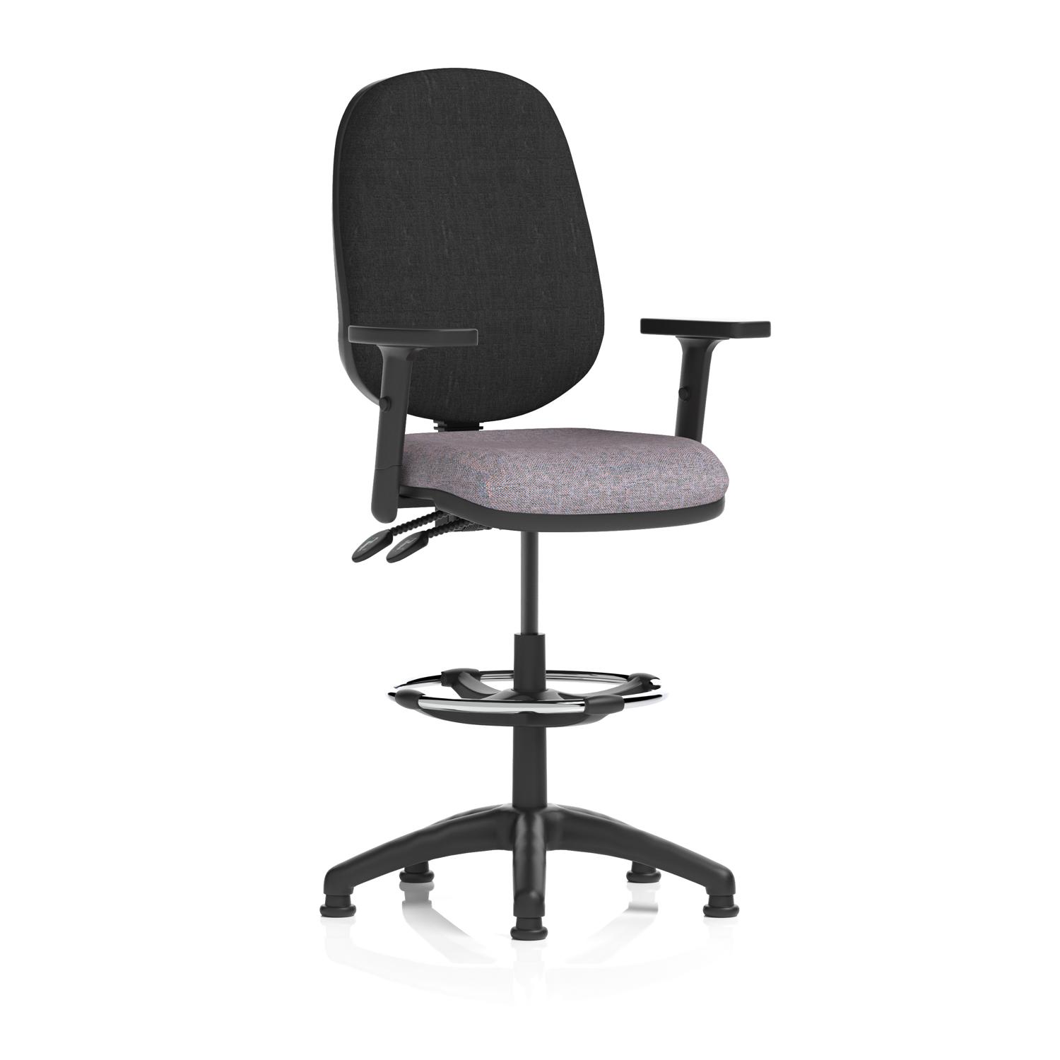 Eclipse Plus II Lever Task Operator Chair With High Rise Draughtsman Kit With Height Adjustable Arms Bespoke Colour Seat Rivet Fuse