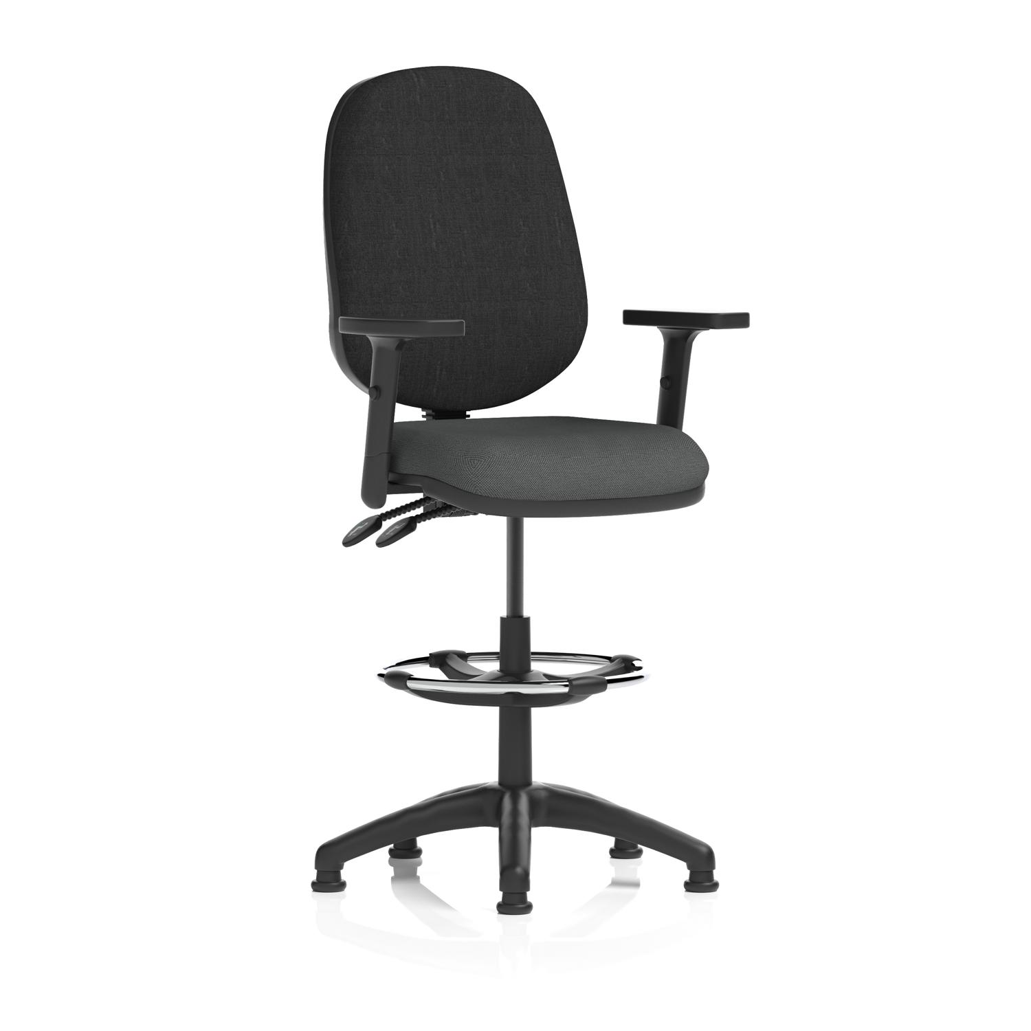 Eclipse Plus II Lever Task Operator Chair With High Rise Draughtsman Kit With Height Adjustable Arms Bespoke Colour Seat Quest Mussel