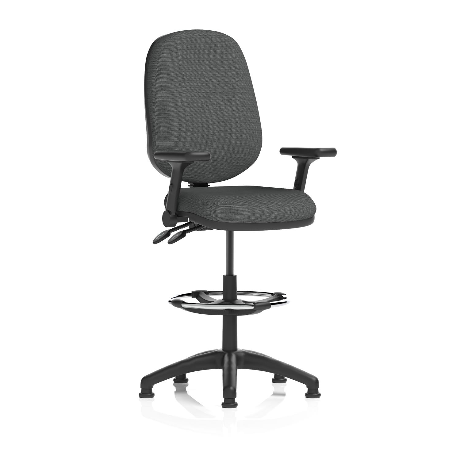 Eclipse Plus II Lever Task Operator Chair High Rise Draughtsman Kit With Height Adjustable And Folding Arms Bespoke Colour Back And Seat Quest Mussel