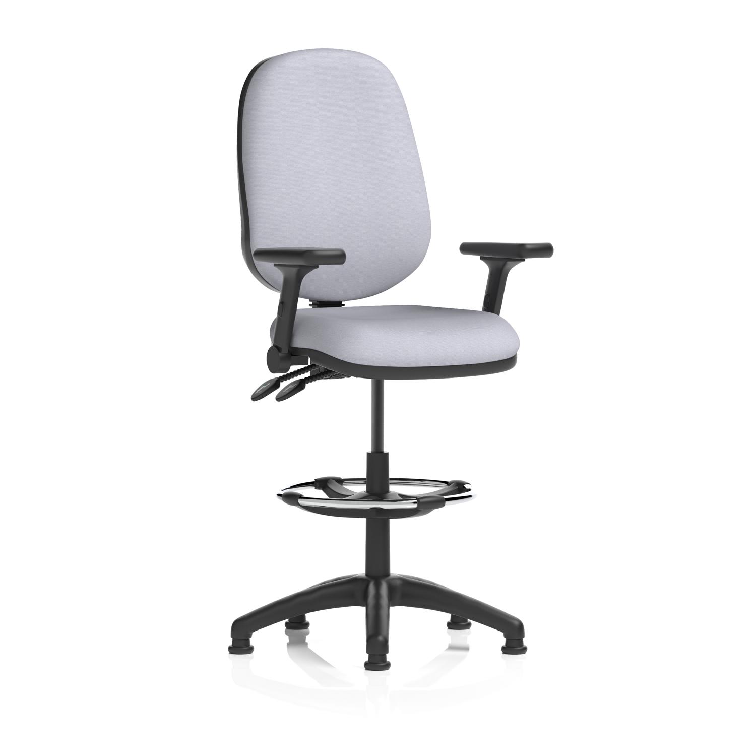 Eclipse Plus II Lever Task Operator Chair High Rise Draughtsman Kit With Height Adjustable And Folding Arms Bespoke Colour Back And Seat Quest Shell