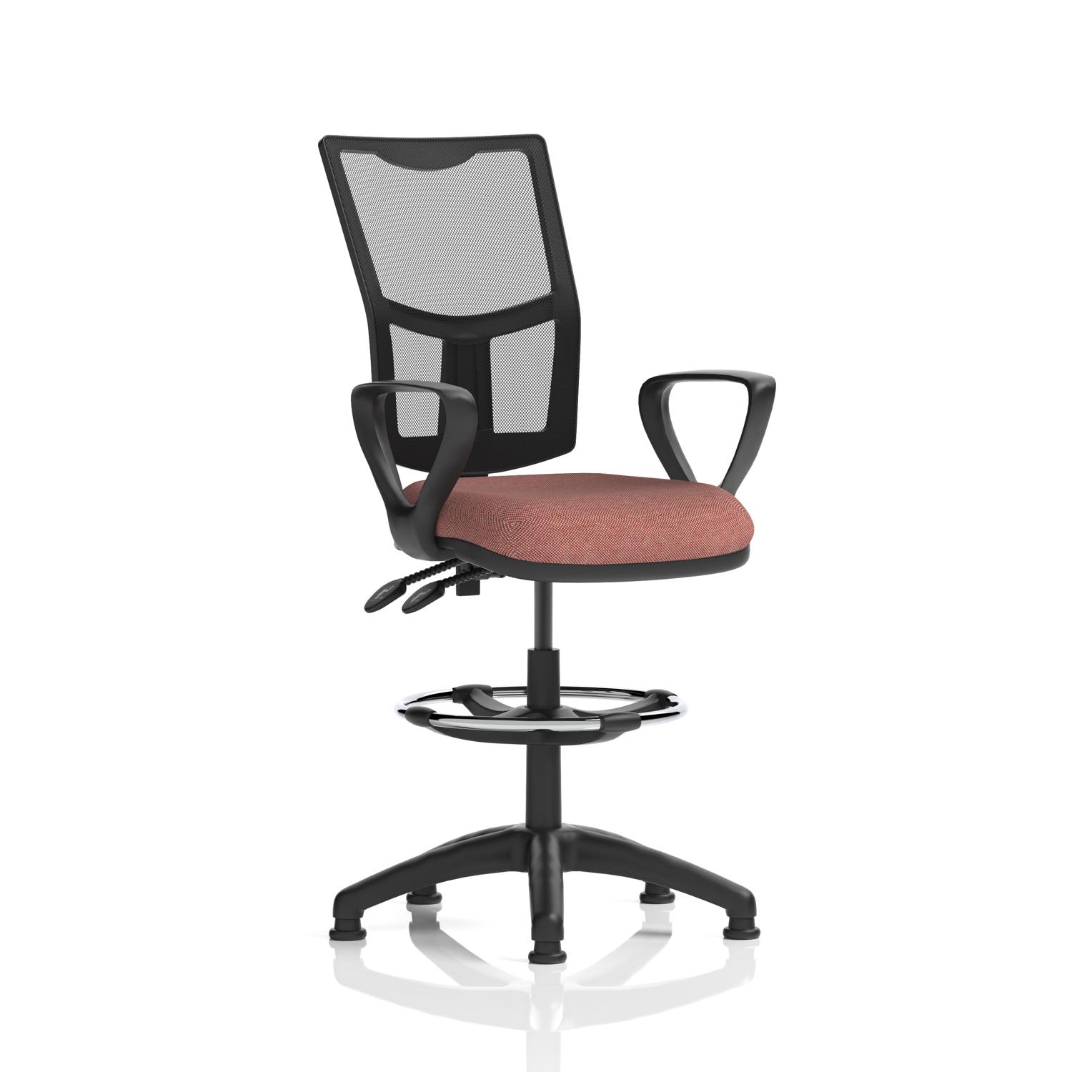 Eclipse Plus II Lever Task Operator Chair Mesh Back With High Rise Draughtsman Kit With Loop Arms Bespoke Colour Seat Rivet Forge