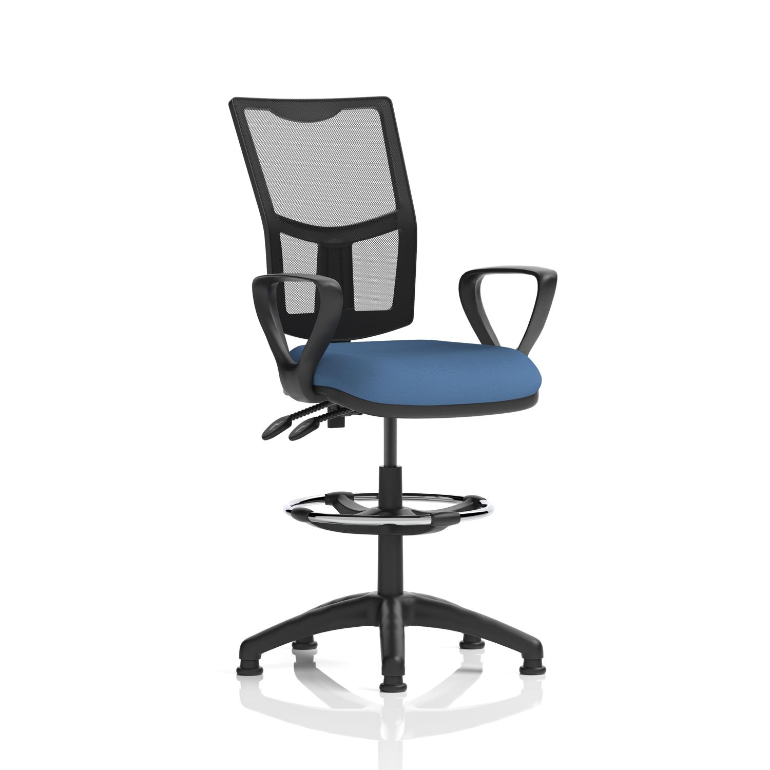 Eclipse Plus II Lever Task Operator Chair Mesh Back With High Rise Draughtsman Kit With Loop Arms Bespoke Colour Seat Quest Limpet