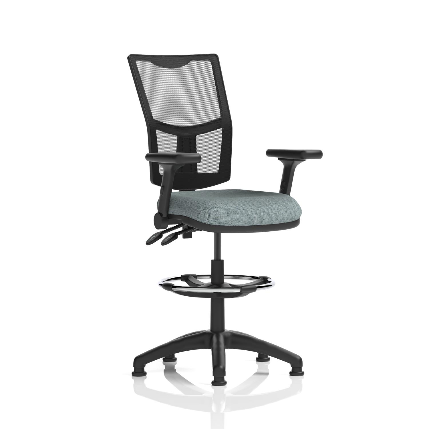 Eclipse Plus II Lever Task Operator Chair Mesh Back High Rise Draughtsman Kit With Height Adjustable And Folding Arms Bespoke Colour Seat Rivet Tensil