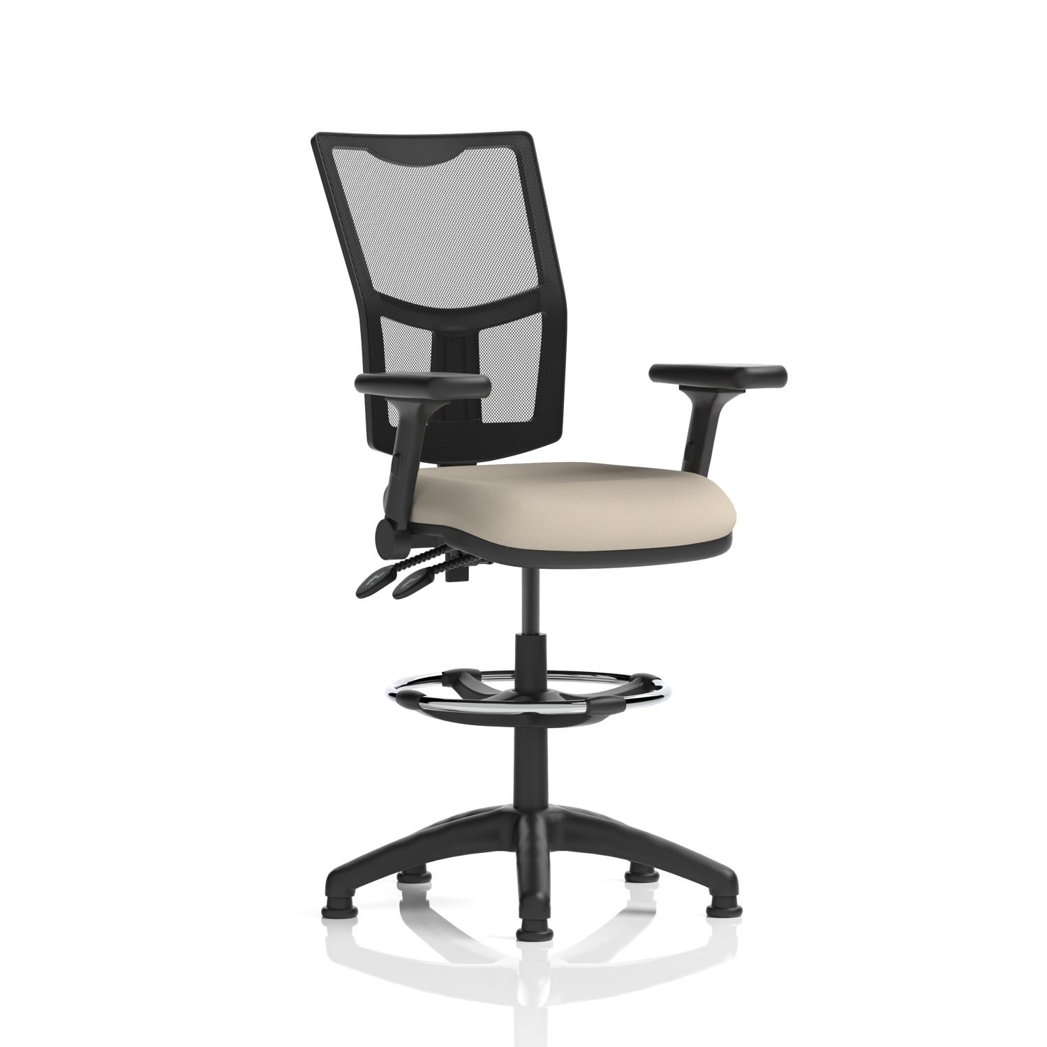 Eclipse Plus II Lever Task Operator Chair Mesh Back High Rise Draughtsman Kit With Height Adjustable And Folding Arms Bespoke Colour Seat Quest Salt