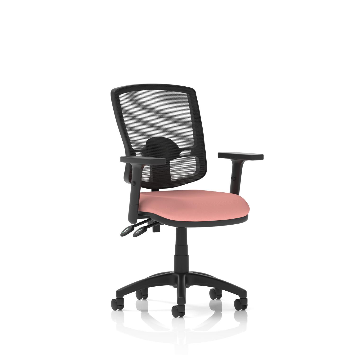 Eclipse Plus II Lever Task Operator Chair Deluxe Mesh Back With Height Adjustable Arms Bespoke Colour Seat Quest Shrimp