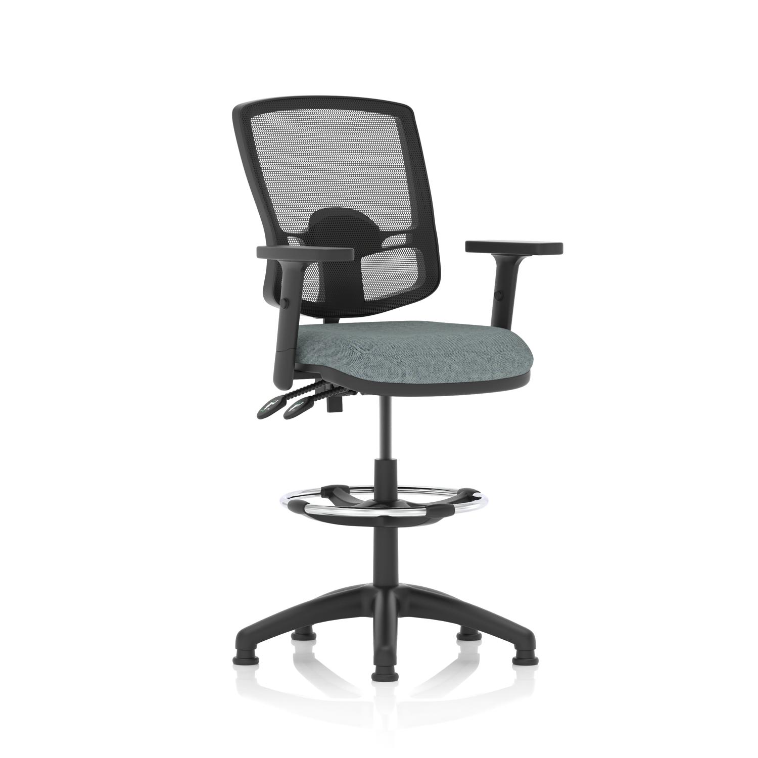 Eclipse Plus II Lever Task Operator Chair Deluxe Mesh Back High Rise Draughtsman Kit With Height Adjustable Arms Bespoke Colour Seat Rivet Tensile