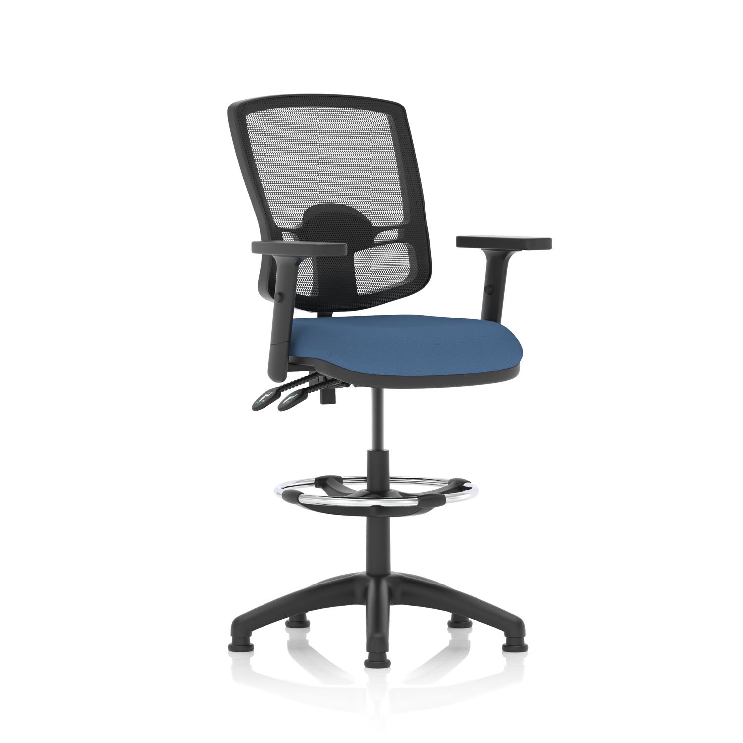 Eclipse Plus II Lever Task Operator Chair Deluxe Mesh Back With High Rise Draughtsman Kit With Height Adjustable Arms Bespoke Colour Seat Quest Limpet