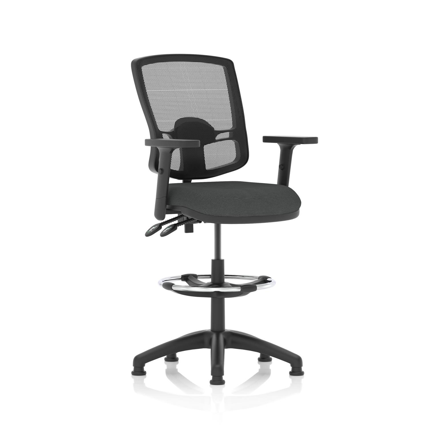 Eclipse Plus II Lever Task Operator Chair Deluxe Mesh Back With High Rise Draughtsman Kit With Height Adjustable Arms Bespoke Colour Seat Quest Mussel
