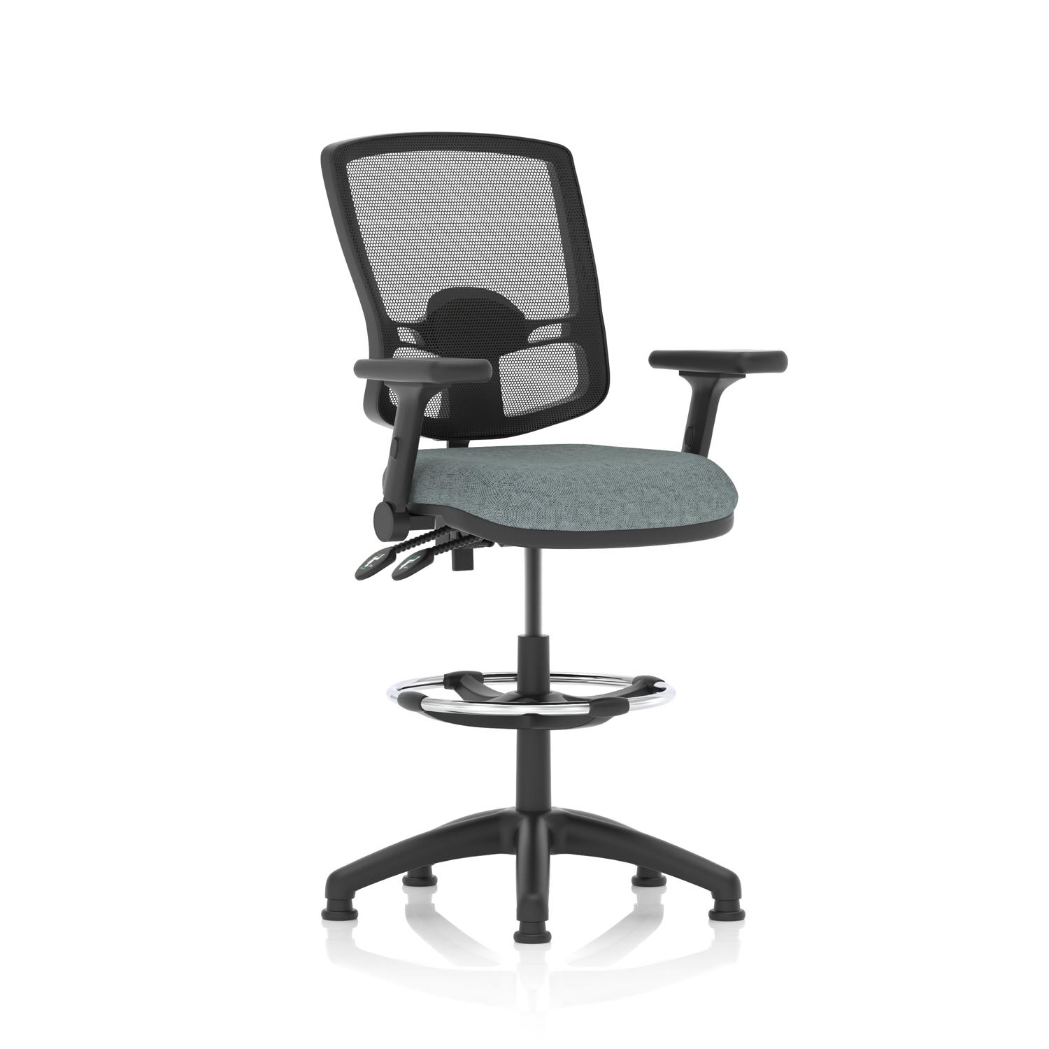 Eclipse Plus II Lever Task Operator Chair Deluxe Mesh Back High Rise Draughtsman Kit Height Adjustable And Folding Arms Bespoke Seat Rivet Tensile