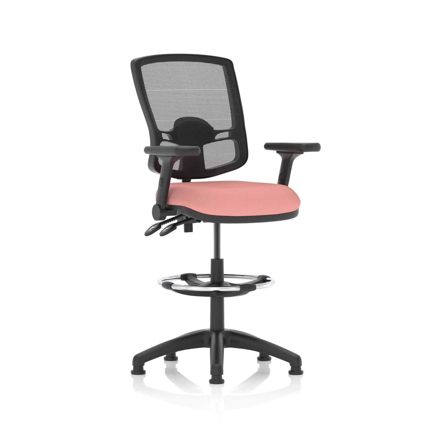 Eclipse Plus II Lever Task Operator Chair Deluxe Mesh Back High Rise Draughtsman Kit Height Adjustable And Folding Arms Bespoke Seat Quest Shrimp