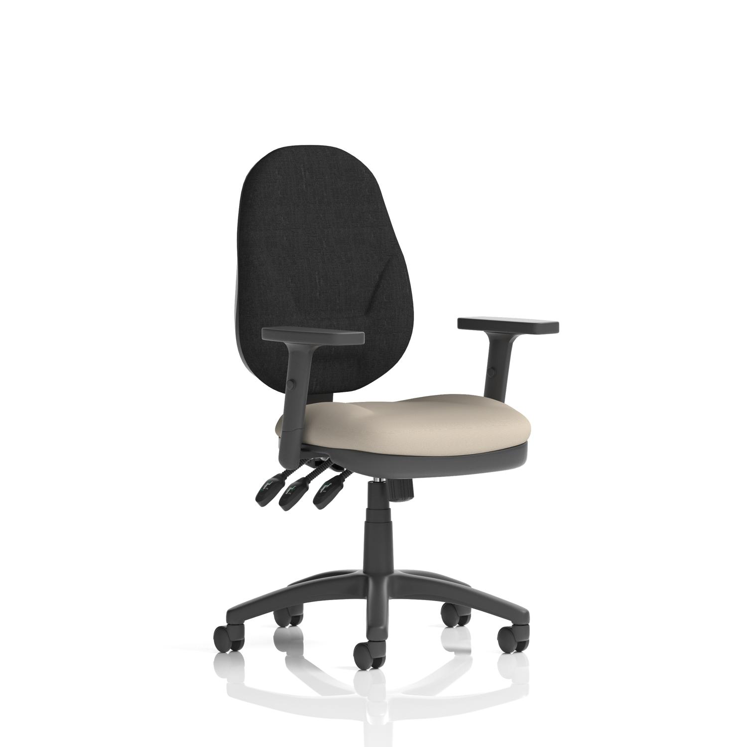 Eclipse Plus XL Lever Task Operator Chair With Height Adjustable Arms Bespoke Colour Seat Quest Salt