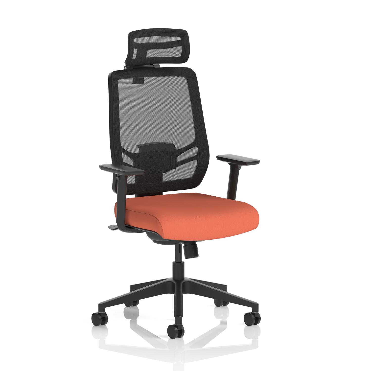Ergo Twist Mesh Back Ergonomic Task Operator Office Chair With Height Adjustable Arms With Headrest Bespoke Colour Seat Quest Crab