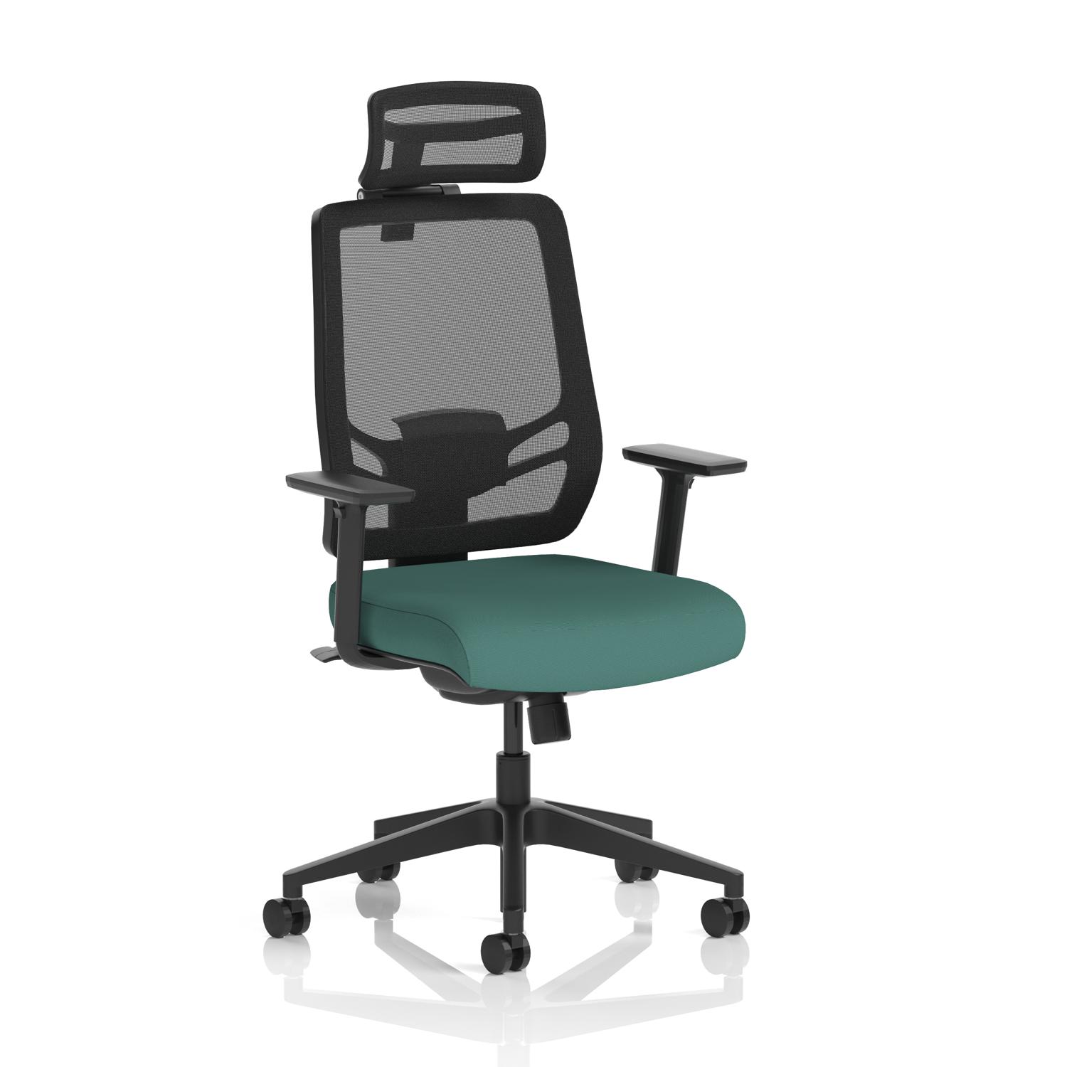 Ergo Twist Mesh Back Ergonomic Task Operator Office Chair With Height Adjustable Arms With Headrest Bespoke Colour Seat Quest Kelp
