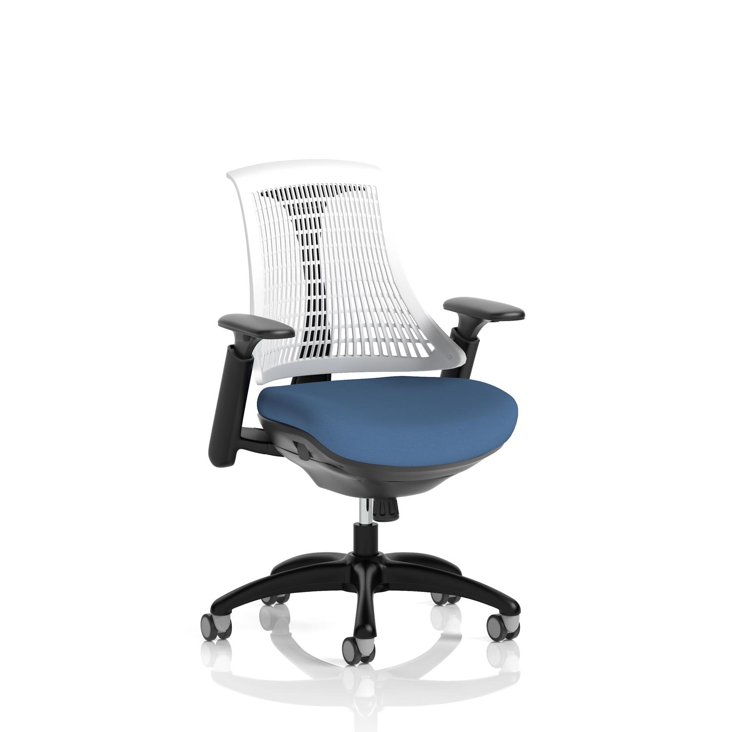 Flex Task Operator Chair Black Frame White Back Bespoke Colour Seat Quest Limpet
