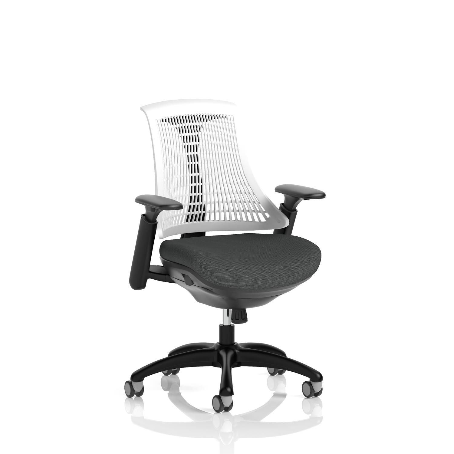 Flex Task Operator Chair Black Frame White Back Bespoke Colour Seat Quest Mussel