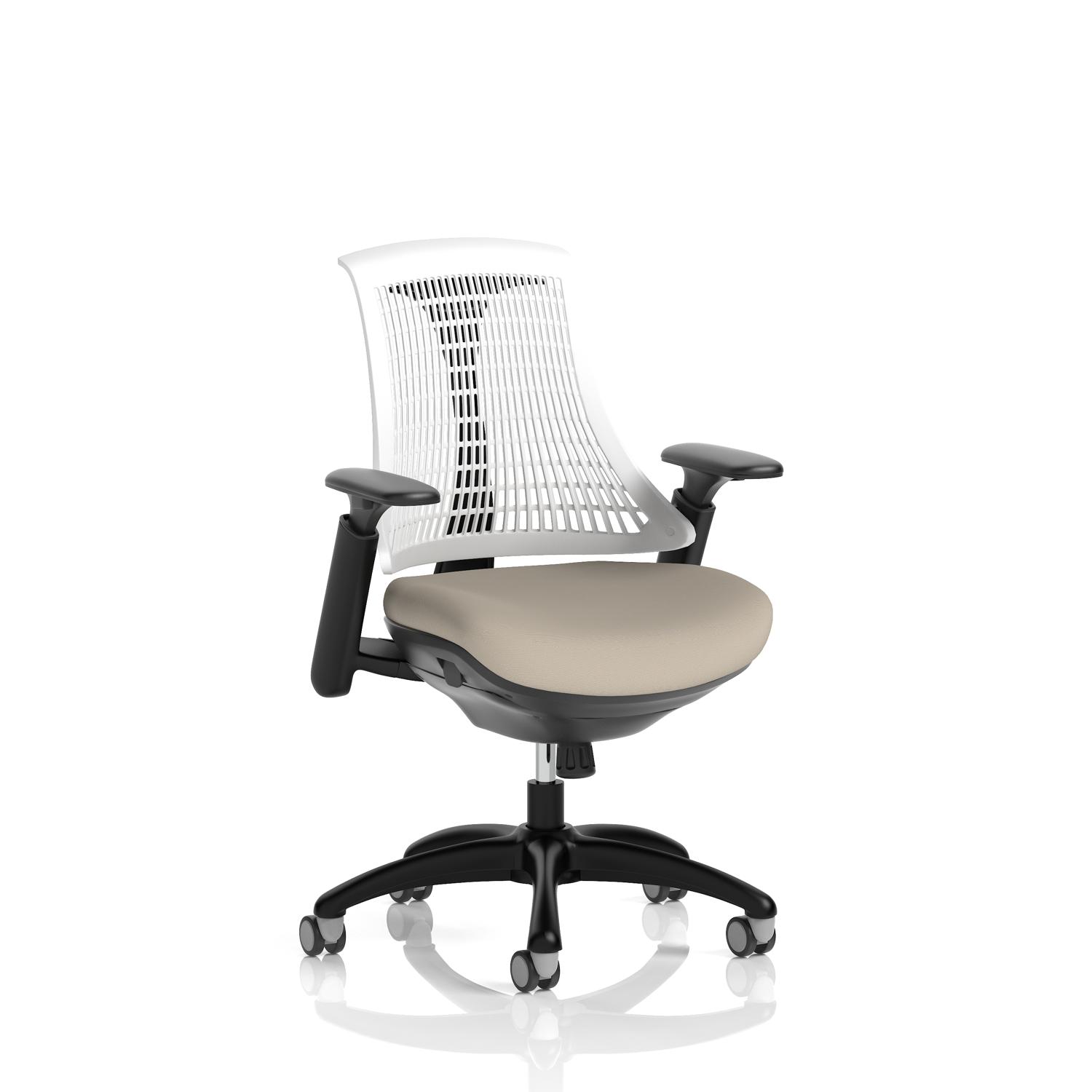 Flex Task Operator Chair Black Frame White Back Bespoke Colour Seat Quest Salt