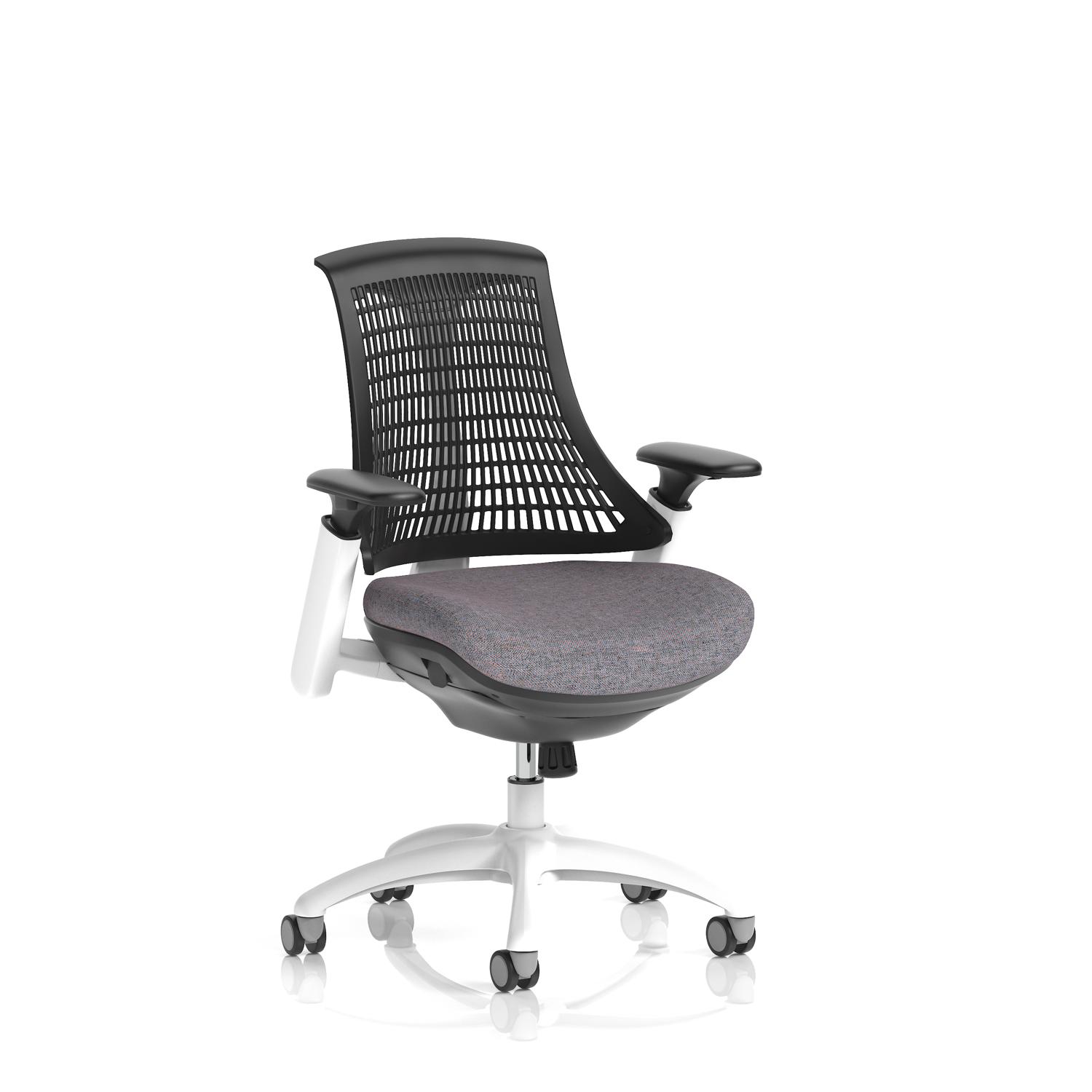 Flex Task Operator Chair White Frame Black Back Bespoke Colour Seat Rivet Fuse