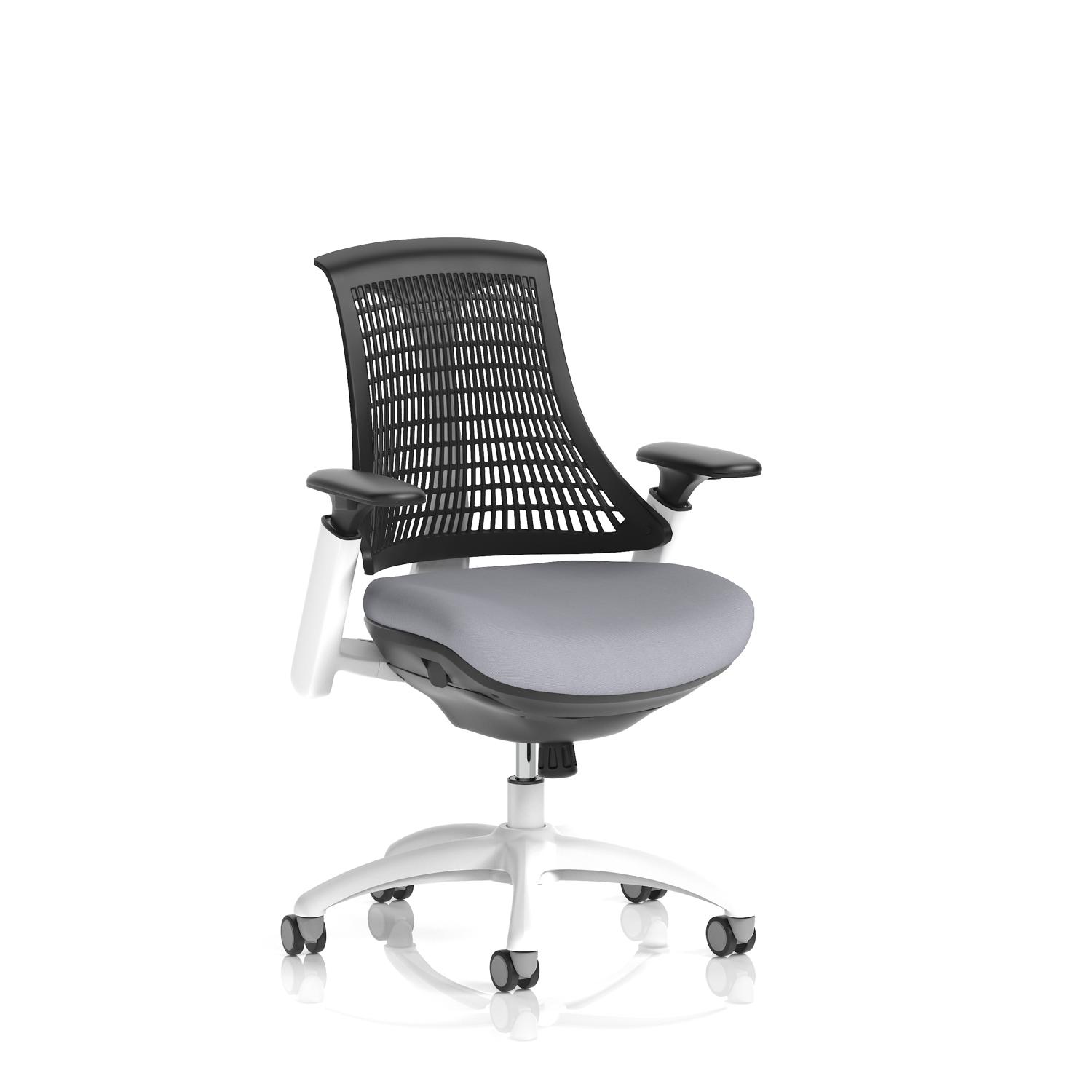 Flex Task Operator Chair White Frame Black Back Bespoke Colour Seat Quest Shell