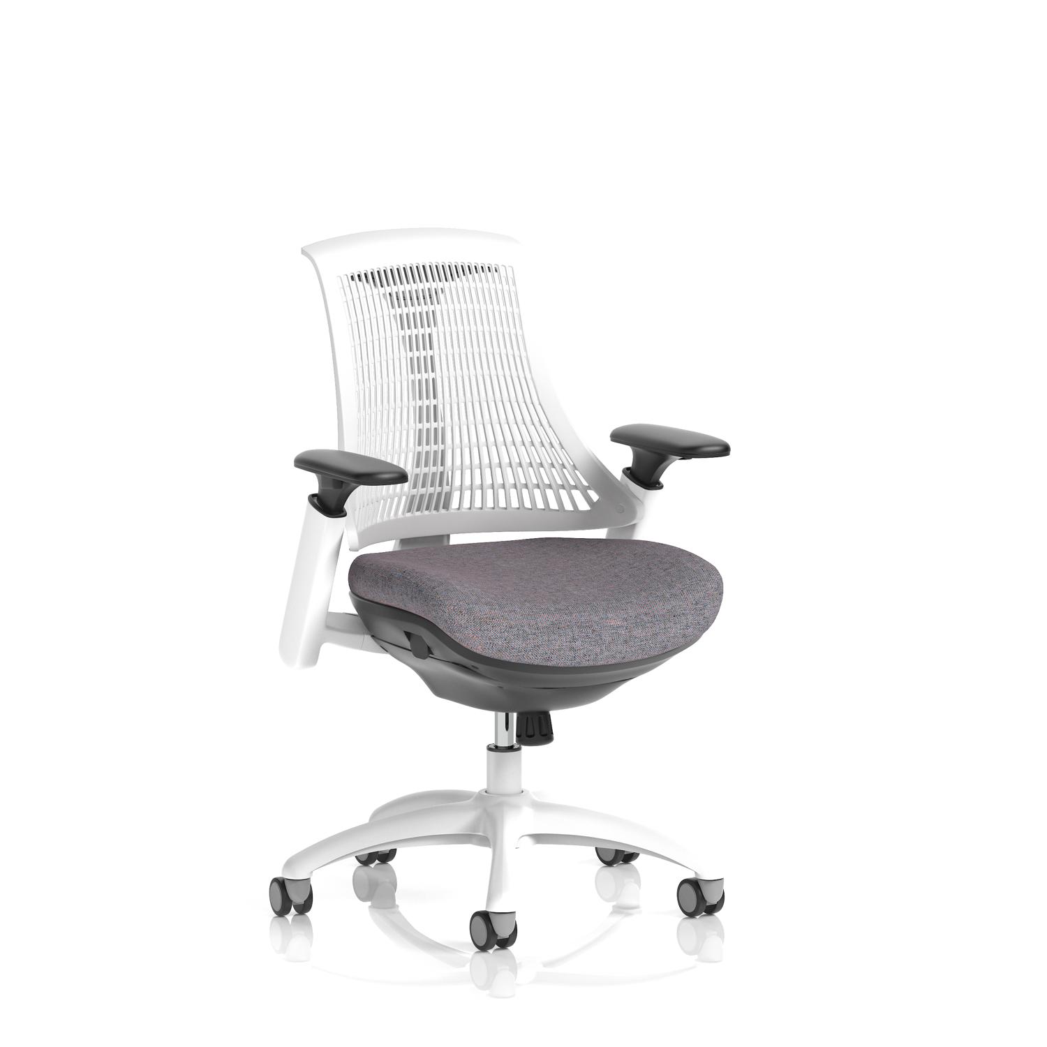 Flex Task Operator Chair White Frame White Back Bespoke Colour Seat Rivet Fuse