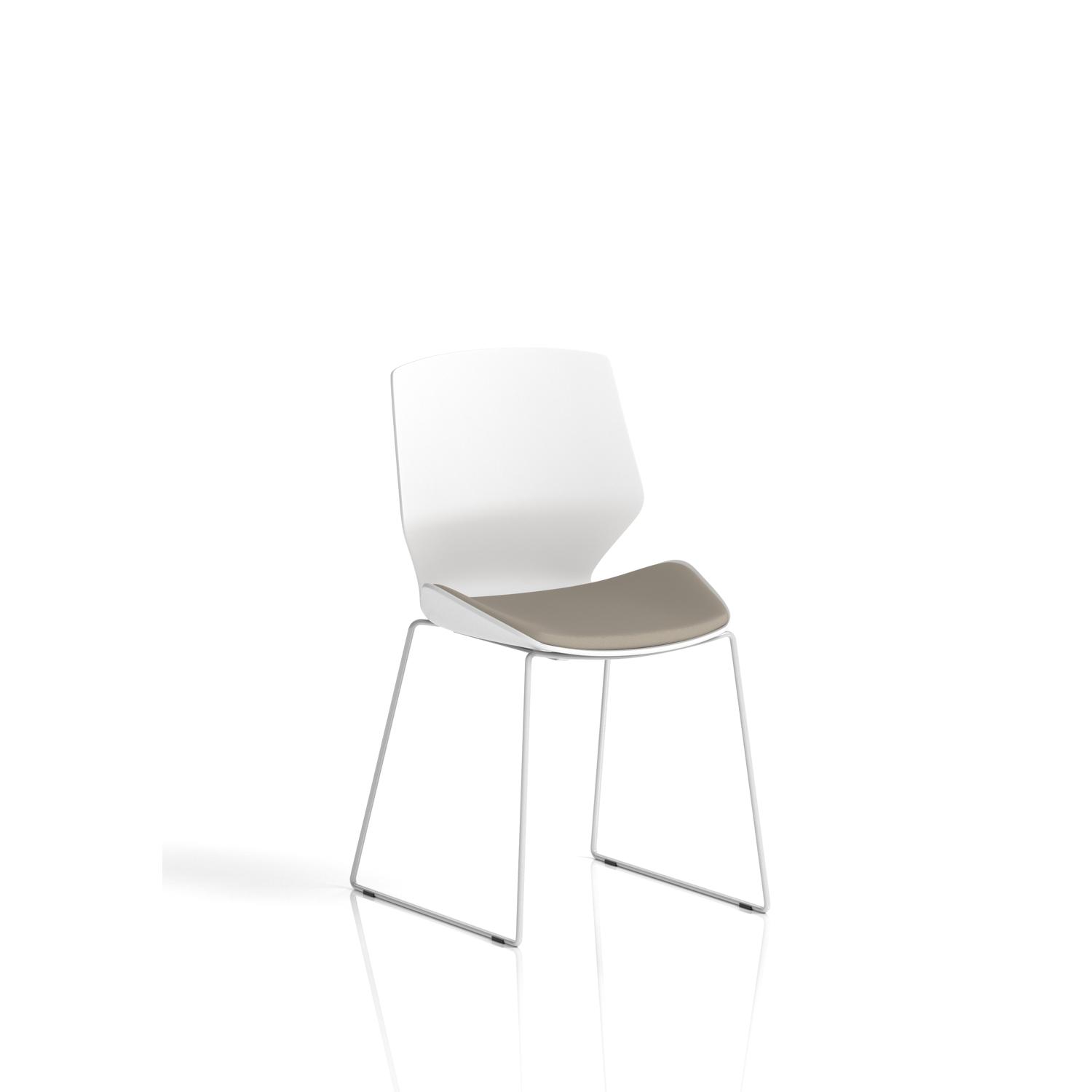 Florence Sled White Frame Visitor Chair Bespoke Colour Quest Salt