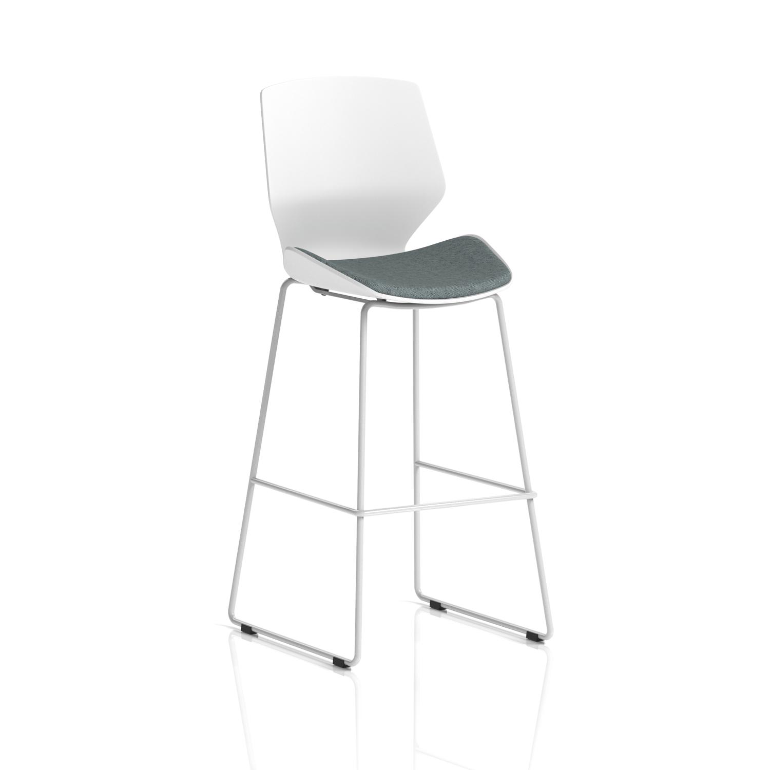 Florence White Frame High Stool Bespoke Colour Seat Rivet Tensile
