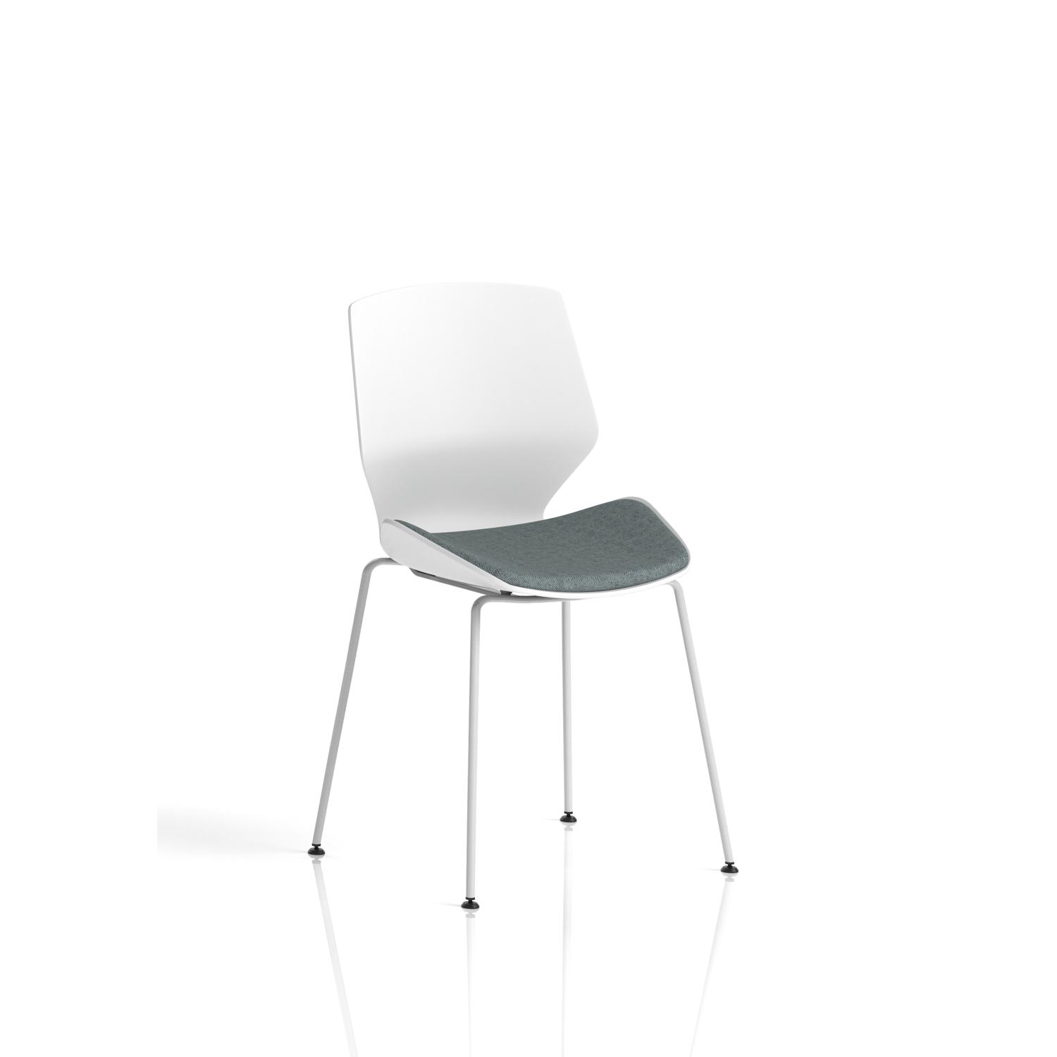 Florence White Frame Visitor Chair Bespoke Colour Seat Rivet Tensile