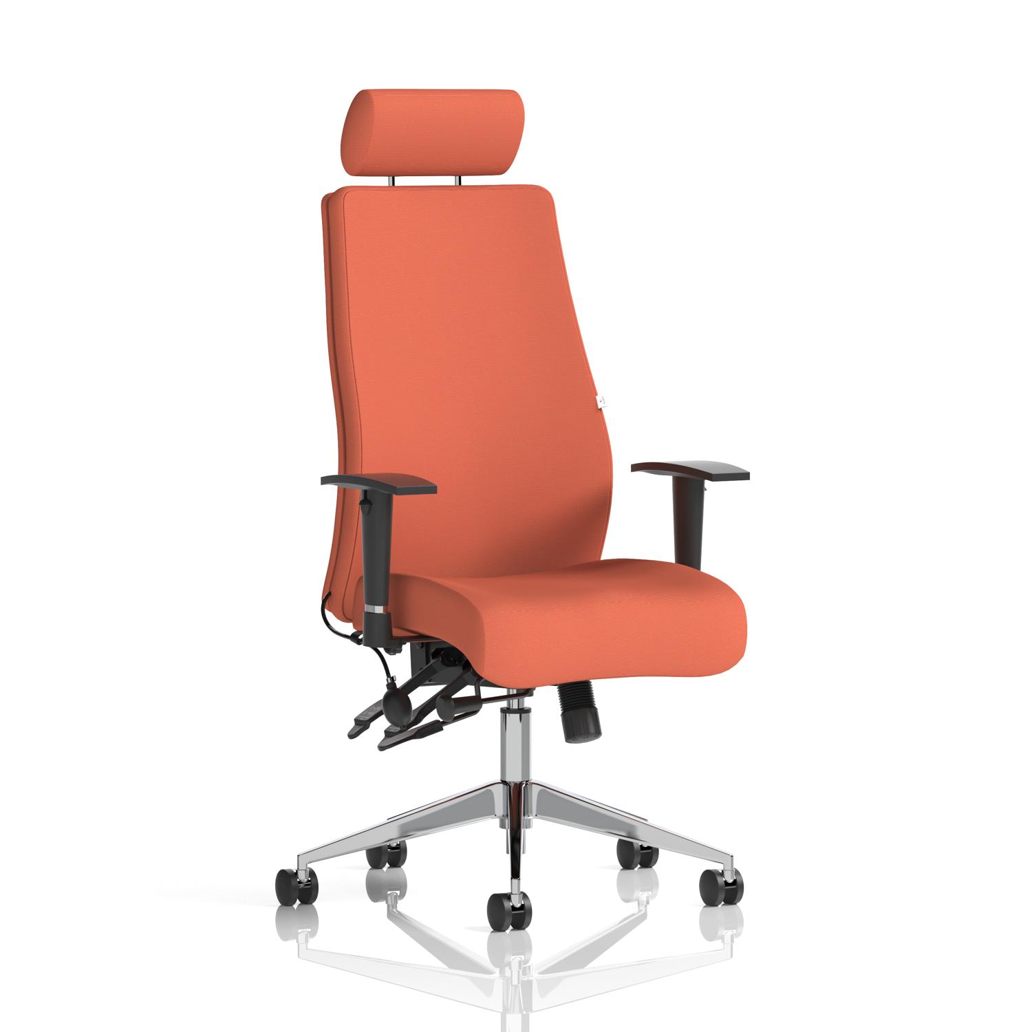 Onyx Ergo Posture Chair With Height Adjustable Arms With Headrest Bespoke Colour Back And Seat Quest Crab