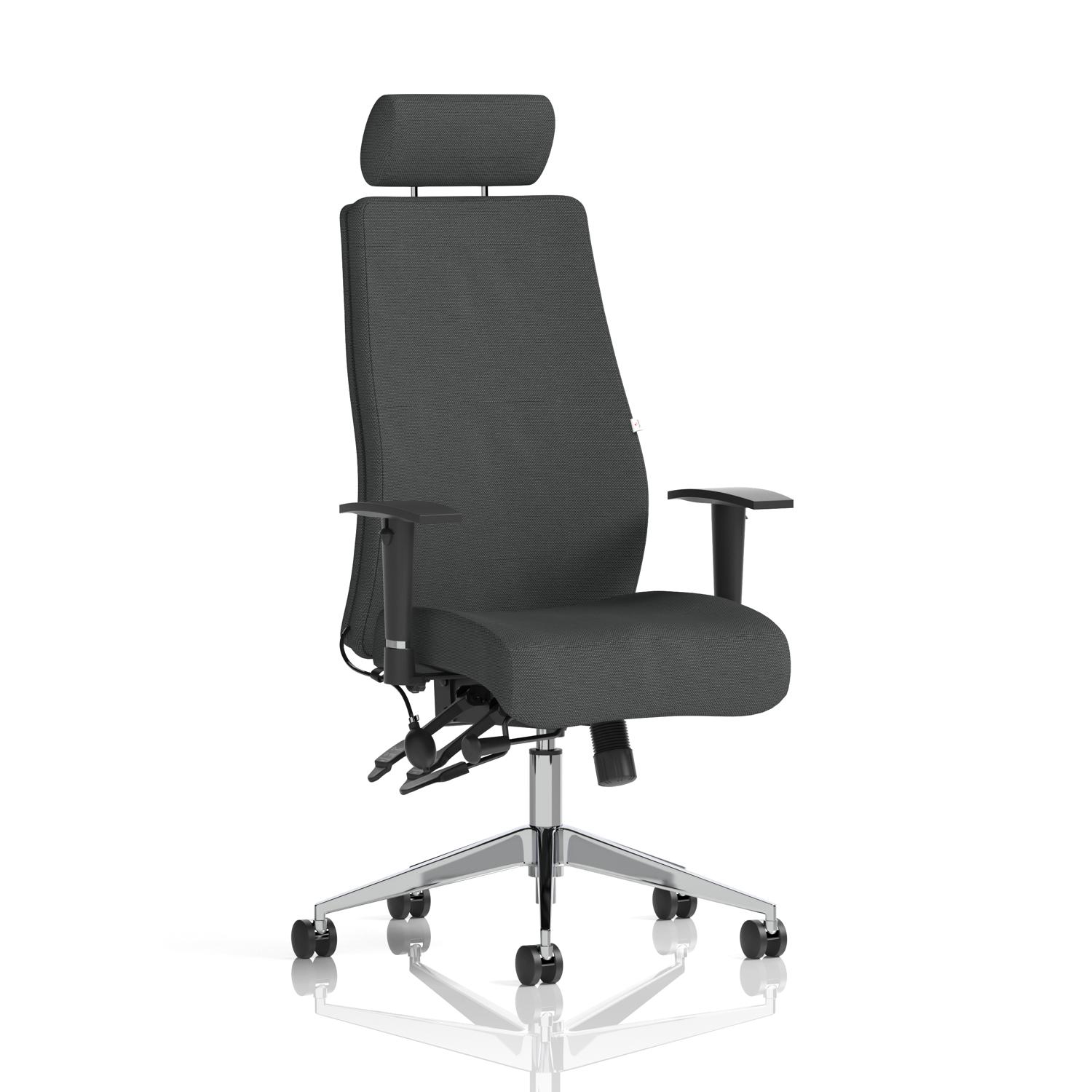 Onyx Ergo Posture Chair With Height Adjustable Arms With Headrest Bespoke Colour Back And Seat Quest Mussel