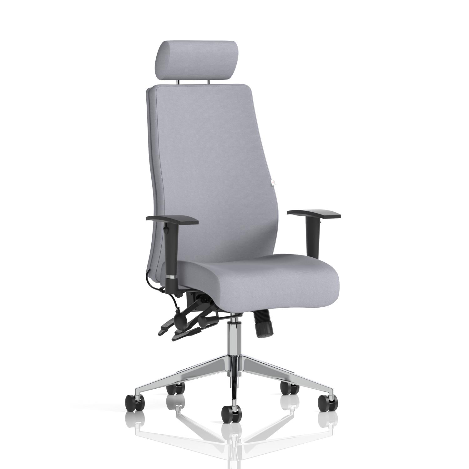 Onyx Ergo Posture Chair With Height Adjustable Arms With Headrest Bespoke Colour Back And Seat Quest Shell