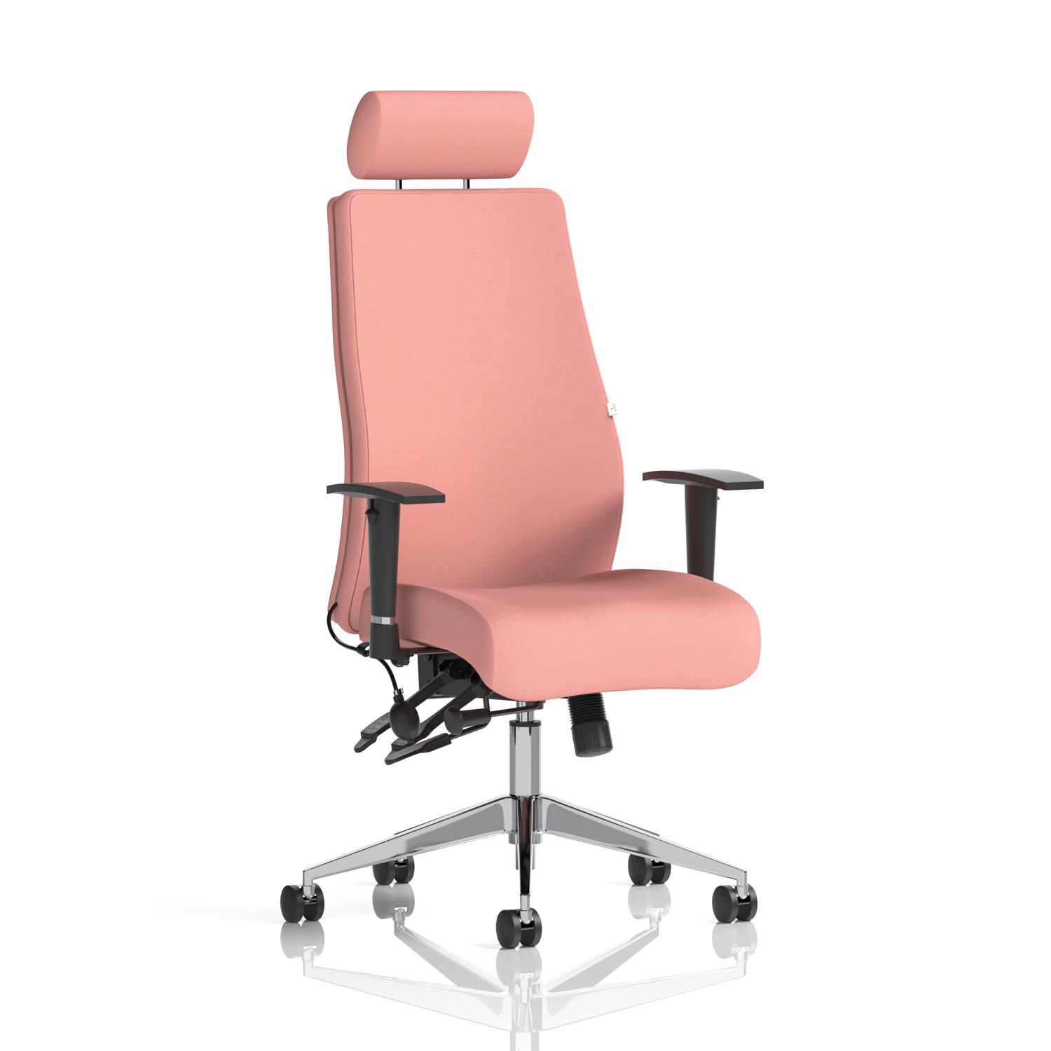 Onyx Ergo Posture Chair With Height Adjustable Arms With Headrest Bespoke Colour Back And Seat Quest Shrimp