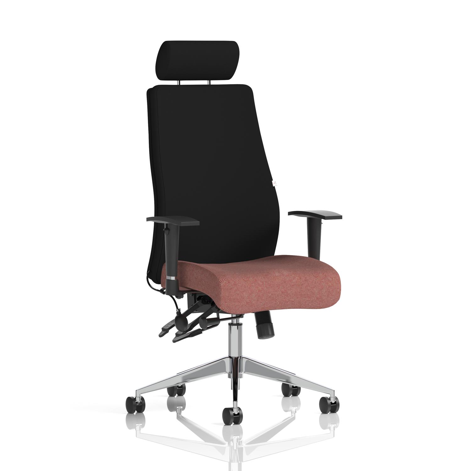 Onyx Ergo Posture Chair With Height Adjustable Arms With Headrest Bespoke Colour Seat Rivet Forge