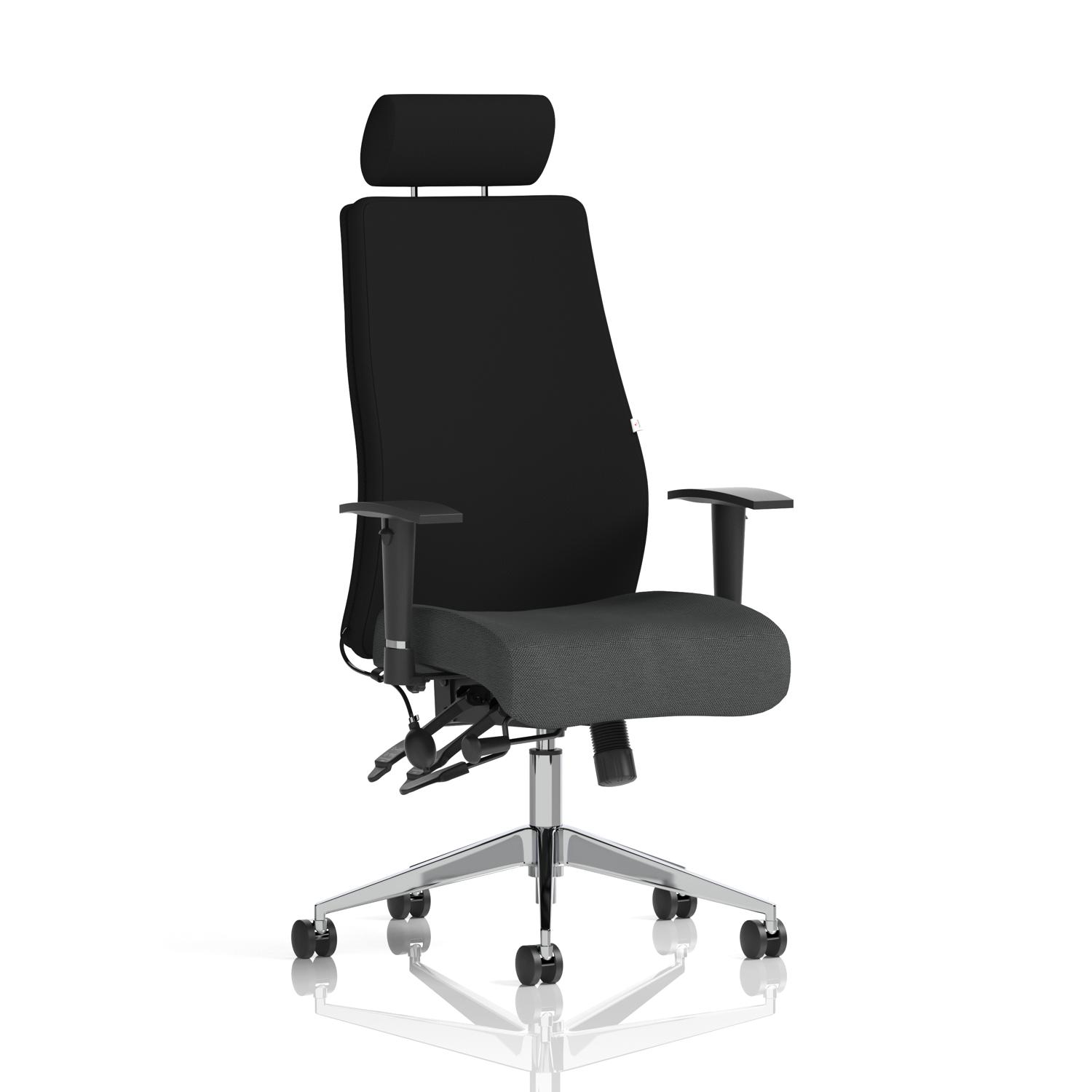 Onyx Ergo Posture Chair With Height Adjustable Arms With Headrest Bespoke Colour Seat Quest Mussel
