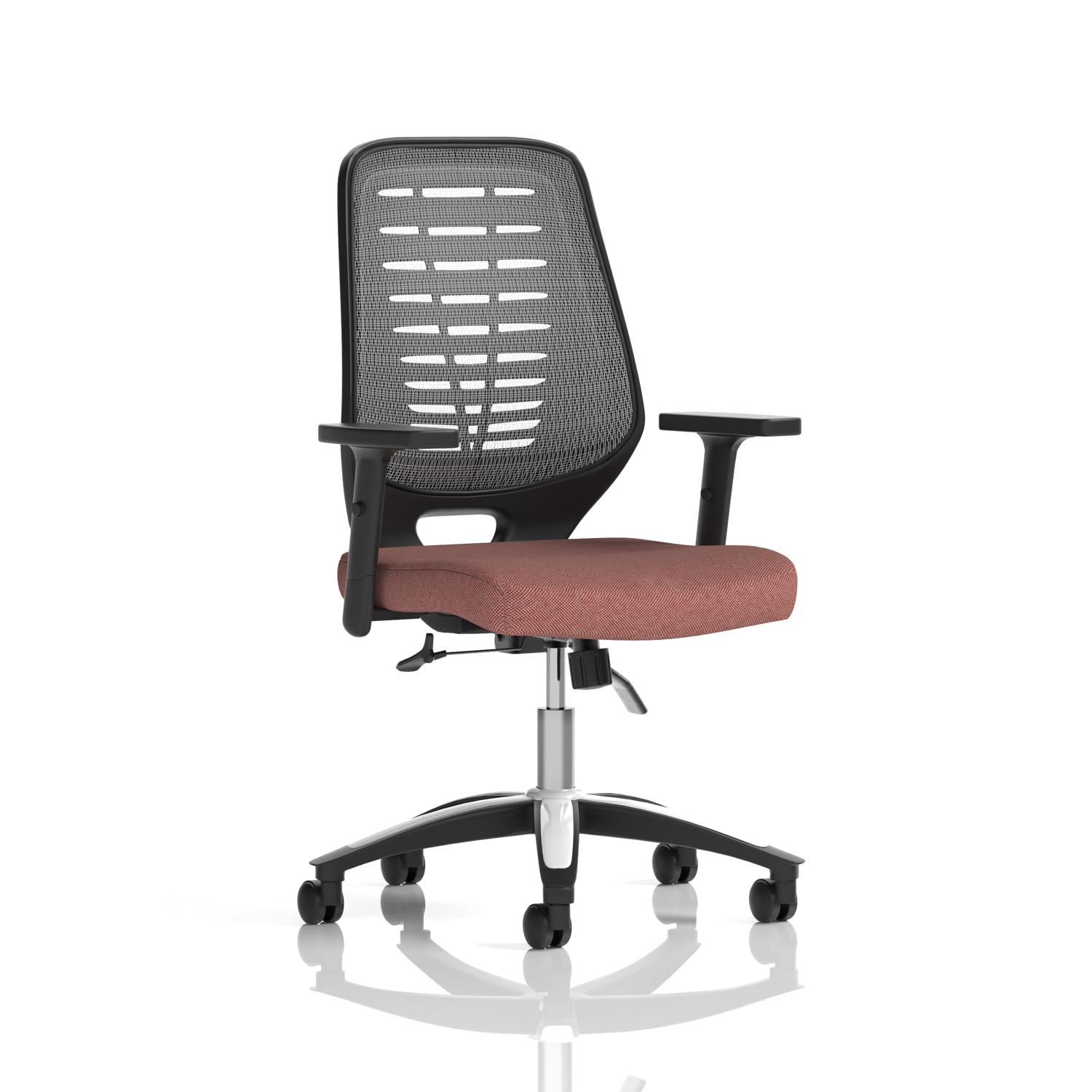Relay Task Operator Chair Silver Back With Height Adjustable Arms Bespoke Colour Rivet Forge