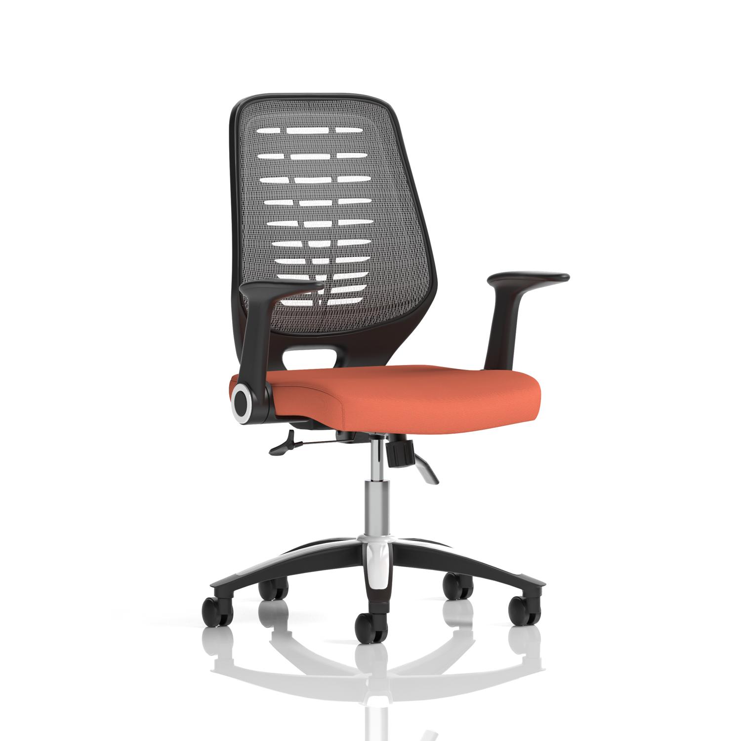 Relay Task Operator Chair Silver Back With Folding Arms Bespoke Colour Quest Crab