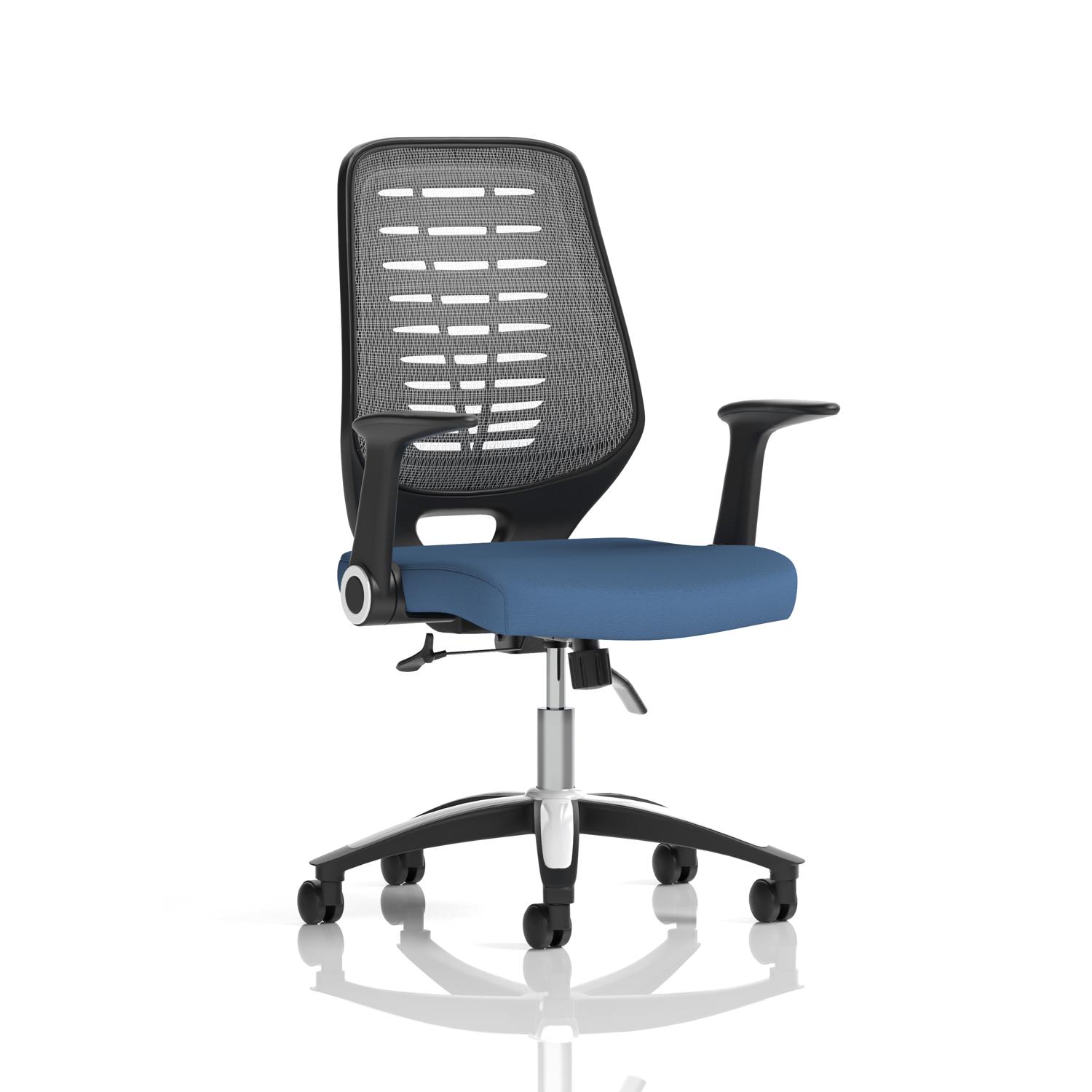 Relay Task Operator Chair Silver Back With Folding Arms Bespoke Colour Quest Limpet
