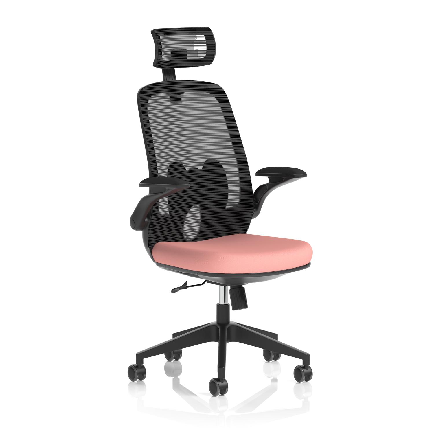 Sigma Executive Mesh Chair With Folding Arms Bespoke Colour Seat Quest Shrimp