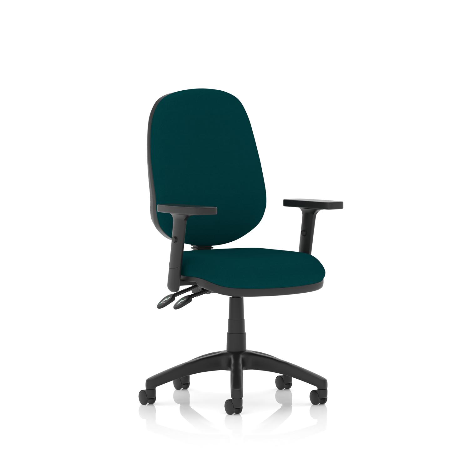 Luna II Lever Task Operator Chair With Height Adjustable Arms Bespoke Colour Back And Seat Maringa Teal