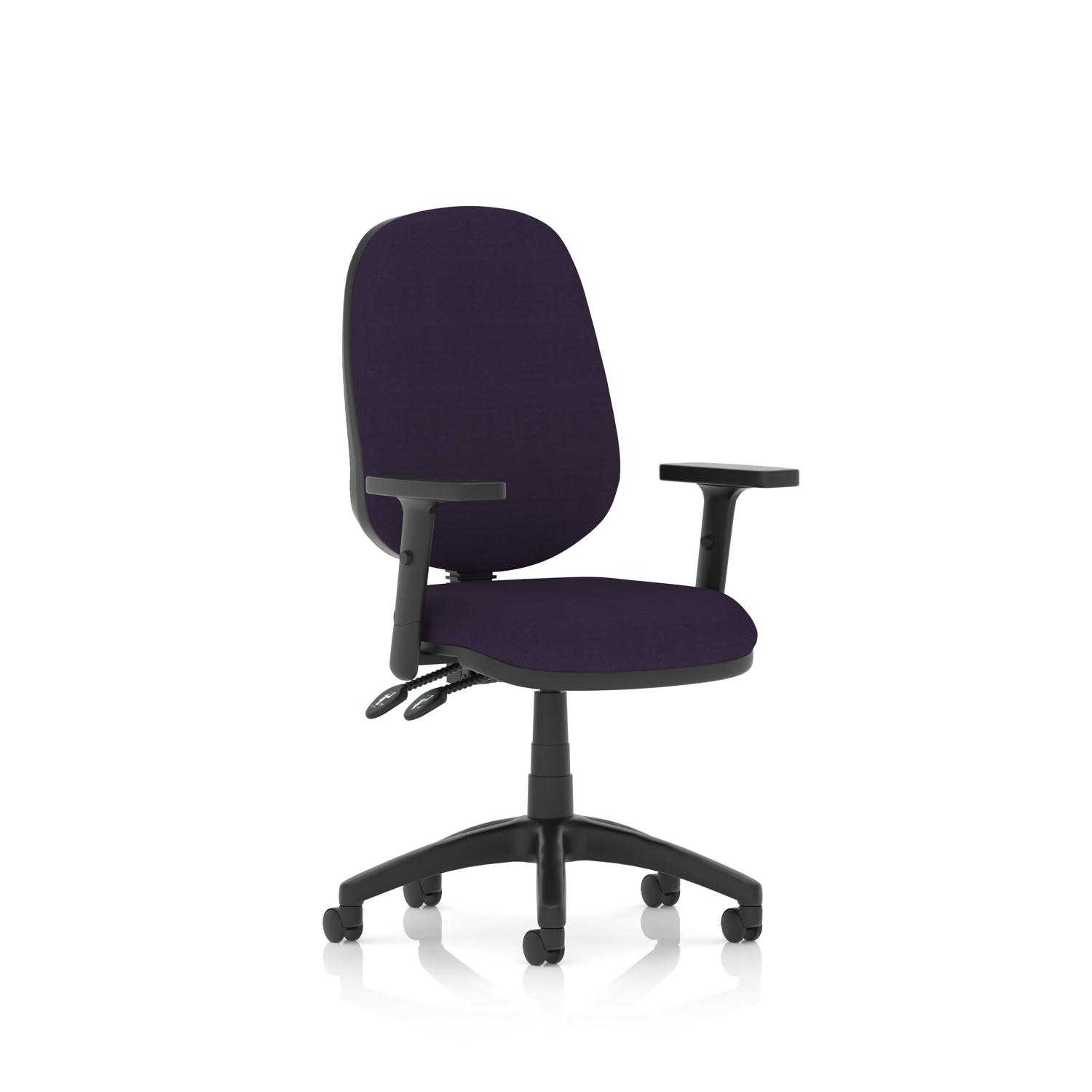 Luna II Lever Task Operator Chair With Height Adjustable Arms Bespoke Colour Back And Seat Tansy Purple Luna II Lever Task Operator Chair With Height Adjustable Arms Bespoke Colour Back And Seat Tansy Purple