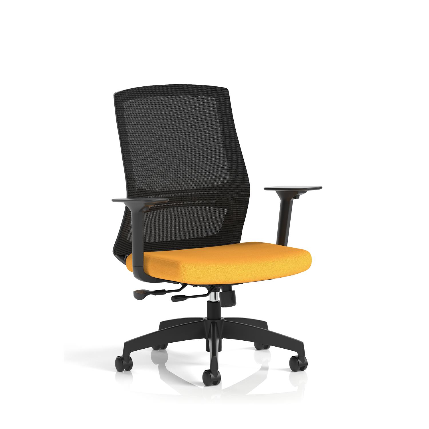 Ventra Mesh Back Task Operator Chair With Height Adjustable Arms Bespoke Colour Seat Senna Yellow