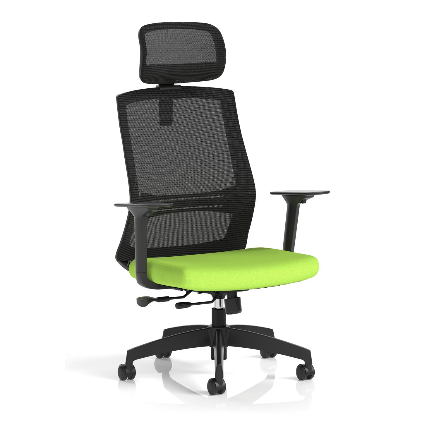 Ventra Mesh Back Task Operator Chair With Height Adjustable Arms With Headrest Bespoke Colour Seat Myrrh Green