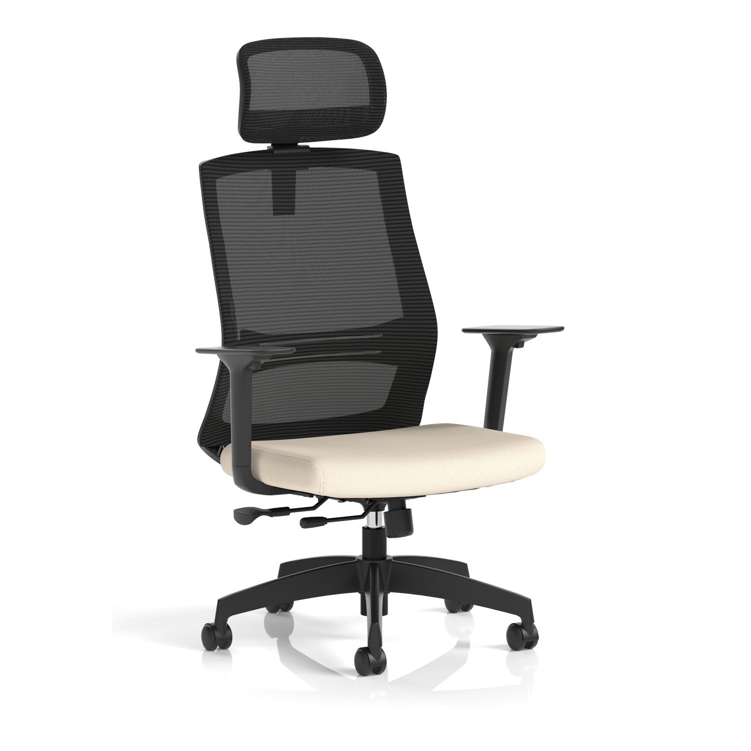 Ventra Mesh Back Task Operator Chair With Height Adjustable Arms With Headrest Bespoke Colour Seat Quest Salt