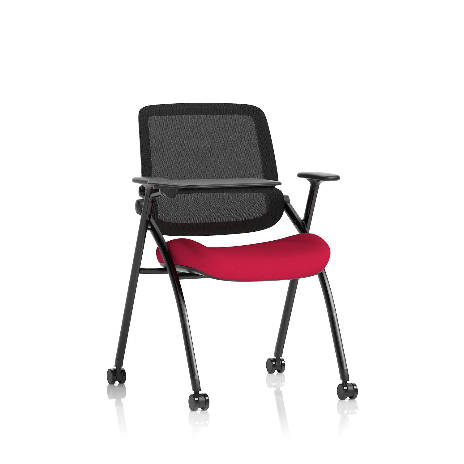 Capra Mesh Back Folding Training Chair With Writing Table Bespoke Colour Seat Bergamot Cherry