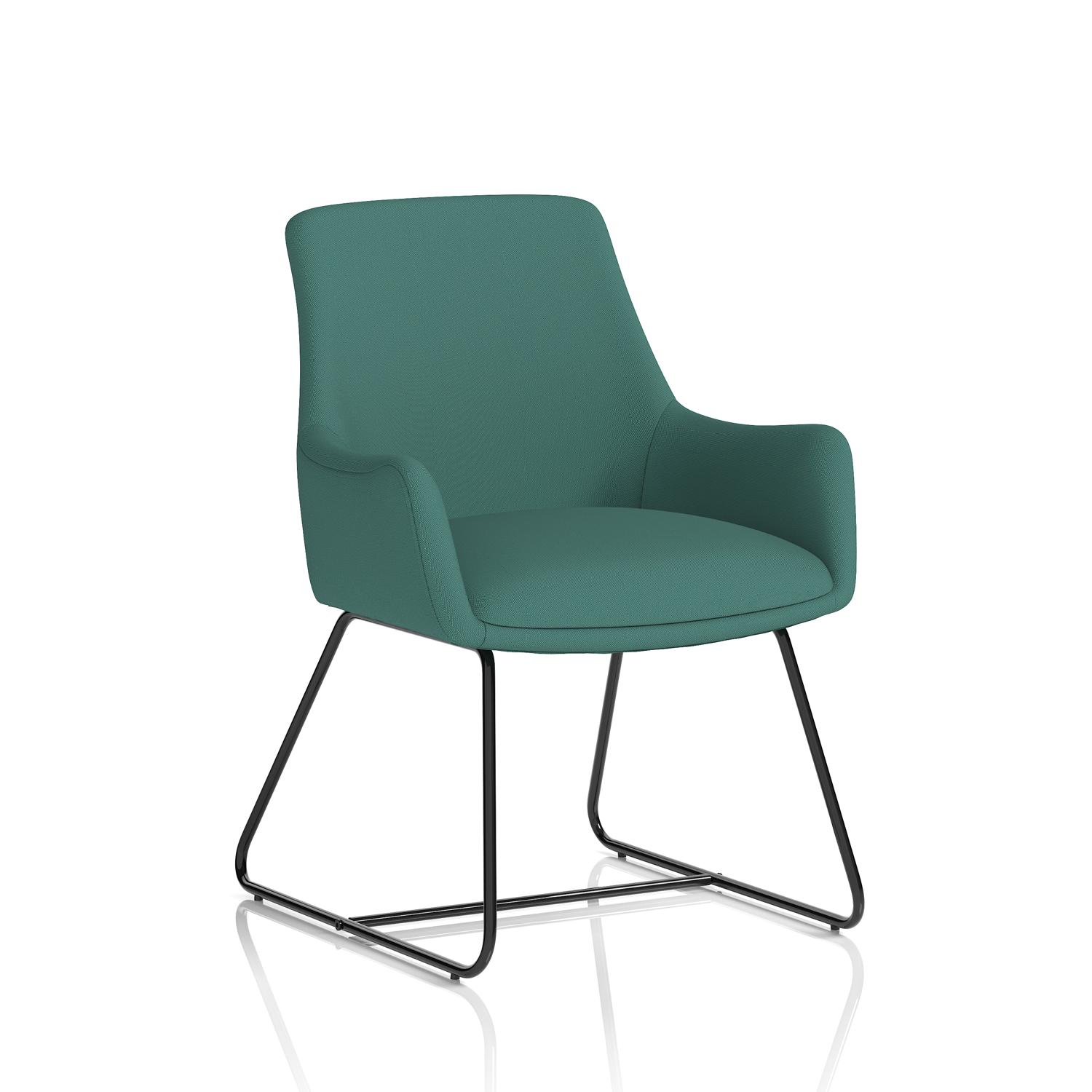 Quote Sled Base Office Reception Chair (Bespoke Quest Kelp)
