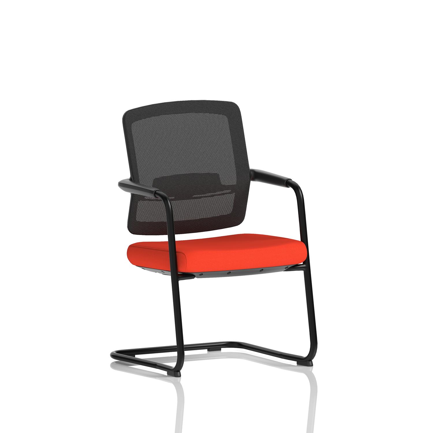 Flint Mesh Back Cantilever Chair Bespoke Colour Seat Tabasco Orange