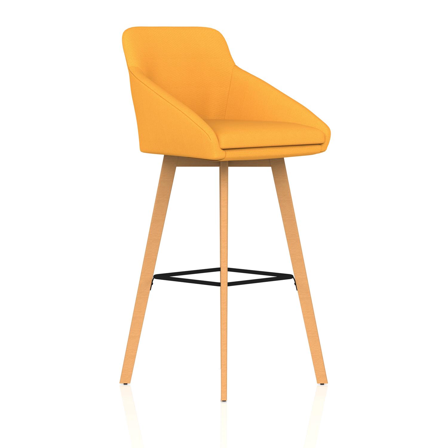 Carmen Wooden Leg High Stool Bespoke Senna Yellow Fabric