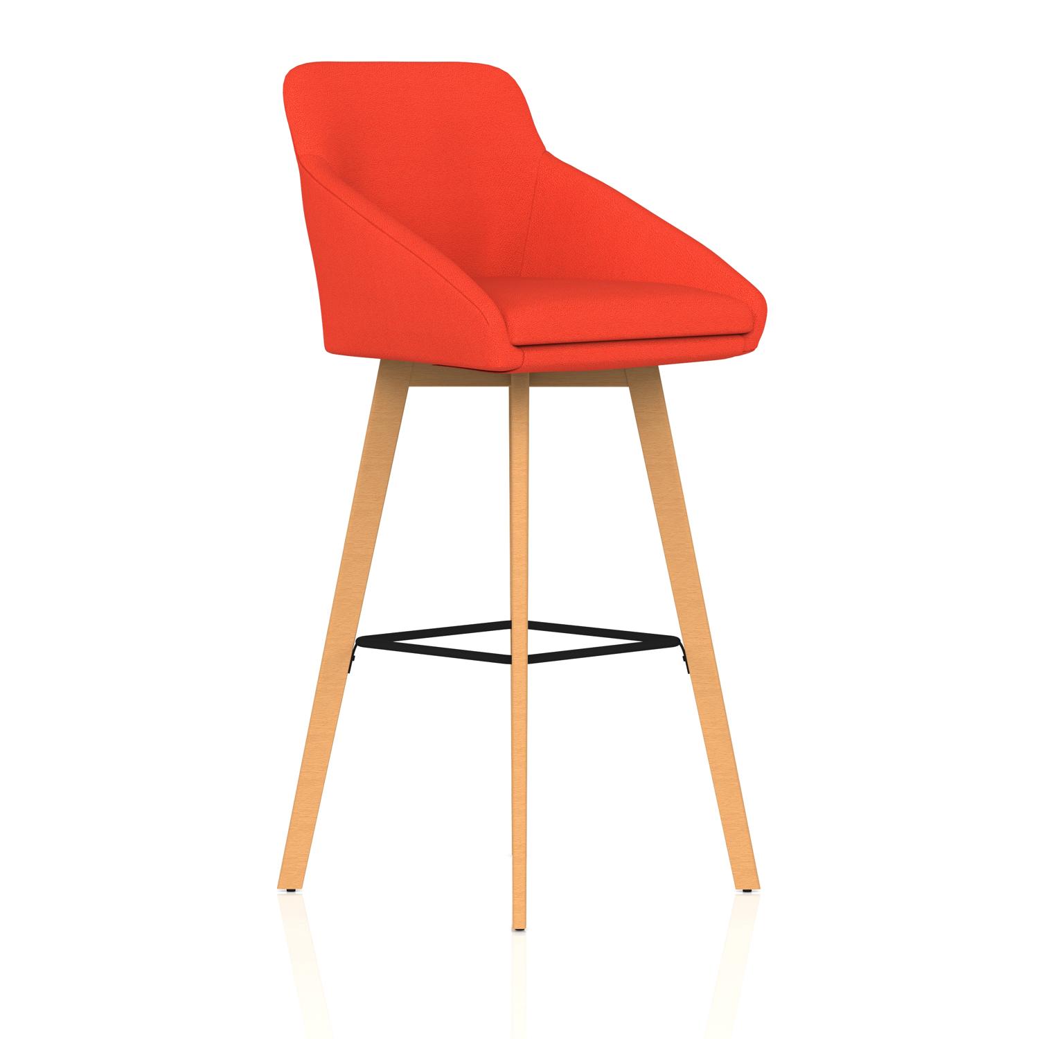 Carmen Wooden Leg High Stool Bespoke Tabasco Orange Fabric